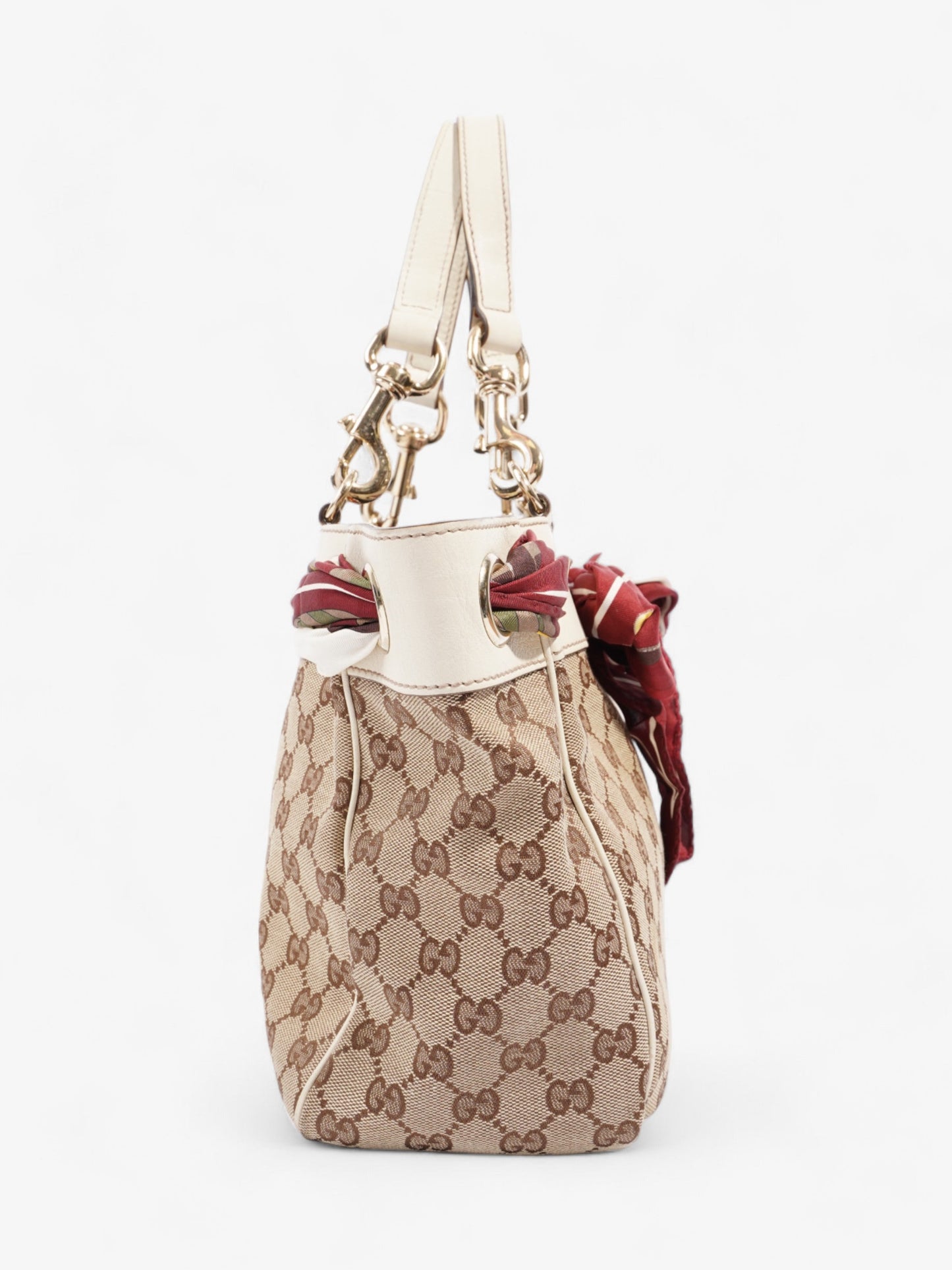 Gucci Positano Scarf Tote Beige And Ebony GG Supreme Canvas
