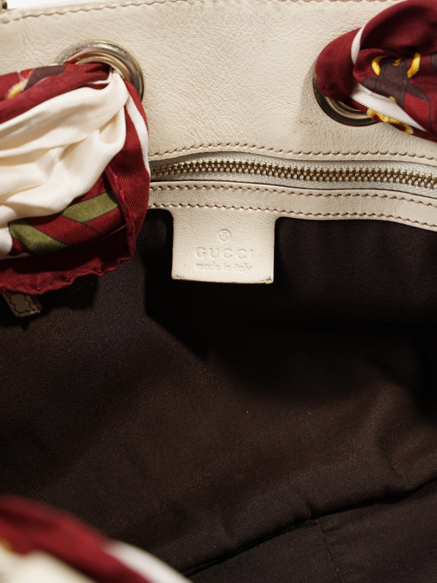 Gucci Positano Scarf Tote Beige And Ebony GG Supreme Canvas