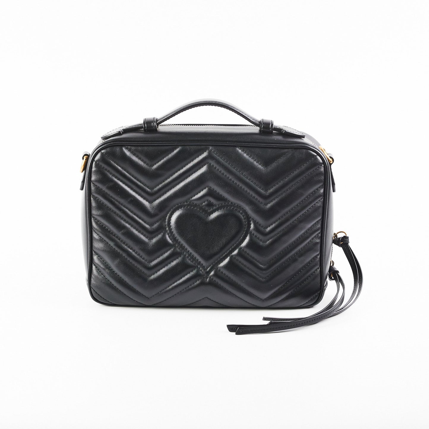 Gucci Matelasse Sylvie Small GG Marmont Top Handle Black