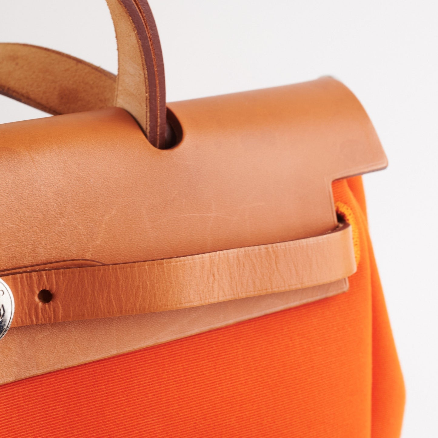 Hermes Herbag 31 Orange/Tan Stamp R Square (2014)