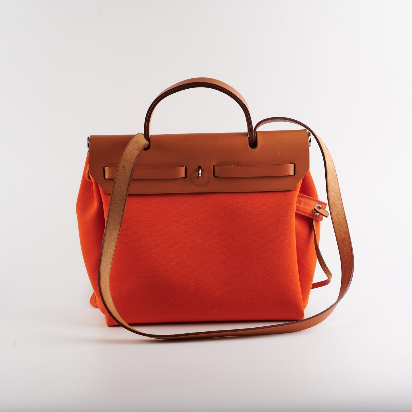 Hermes Herbag 31 Orange/Tan Stamp R Square (2014)
