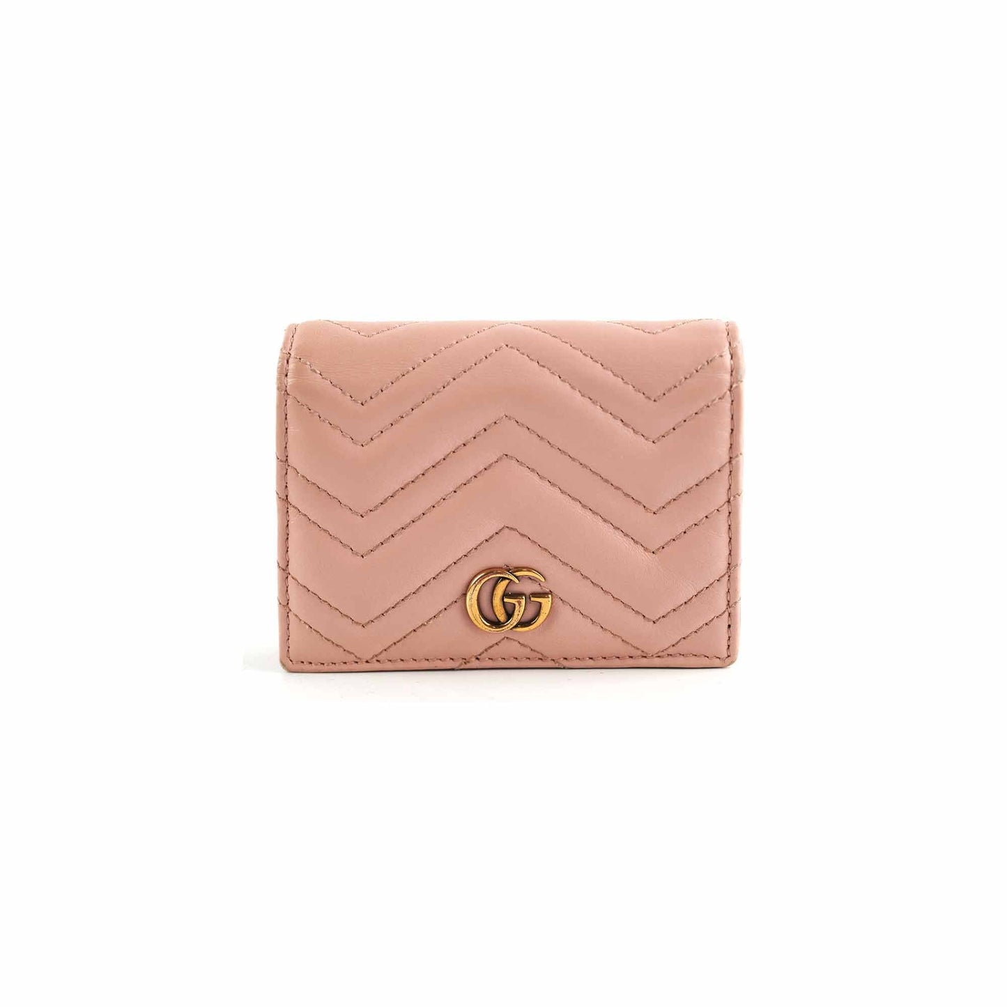 Gucci GG Marmont Card Case Wallet Dusty Pink