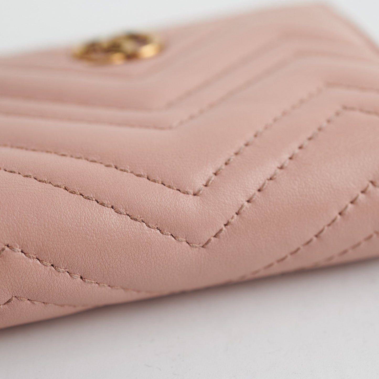Gucci GG Marmont Card Case Wallet Dusty Pink