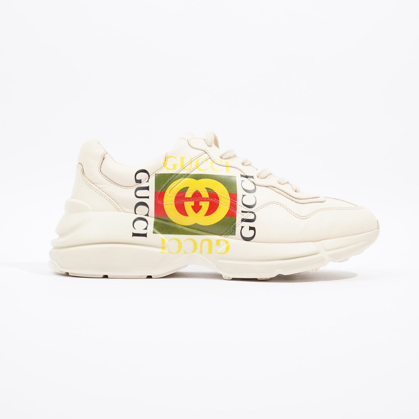 Gucci Rhyton Logo Sneaker Ivory / Green / Yellow Leather EU 43 UK 9