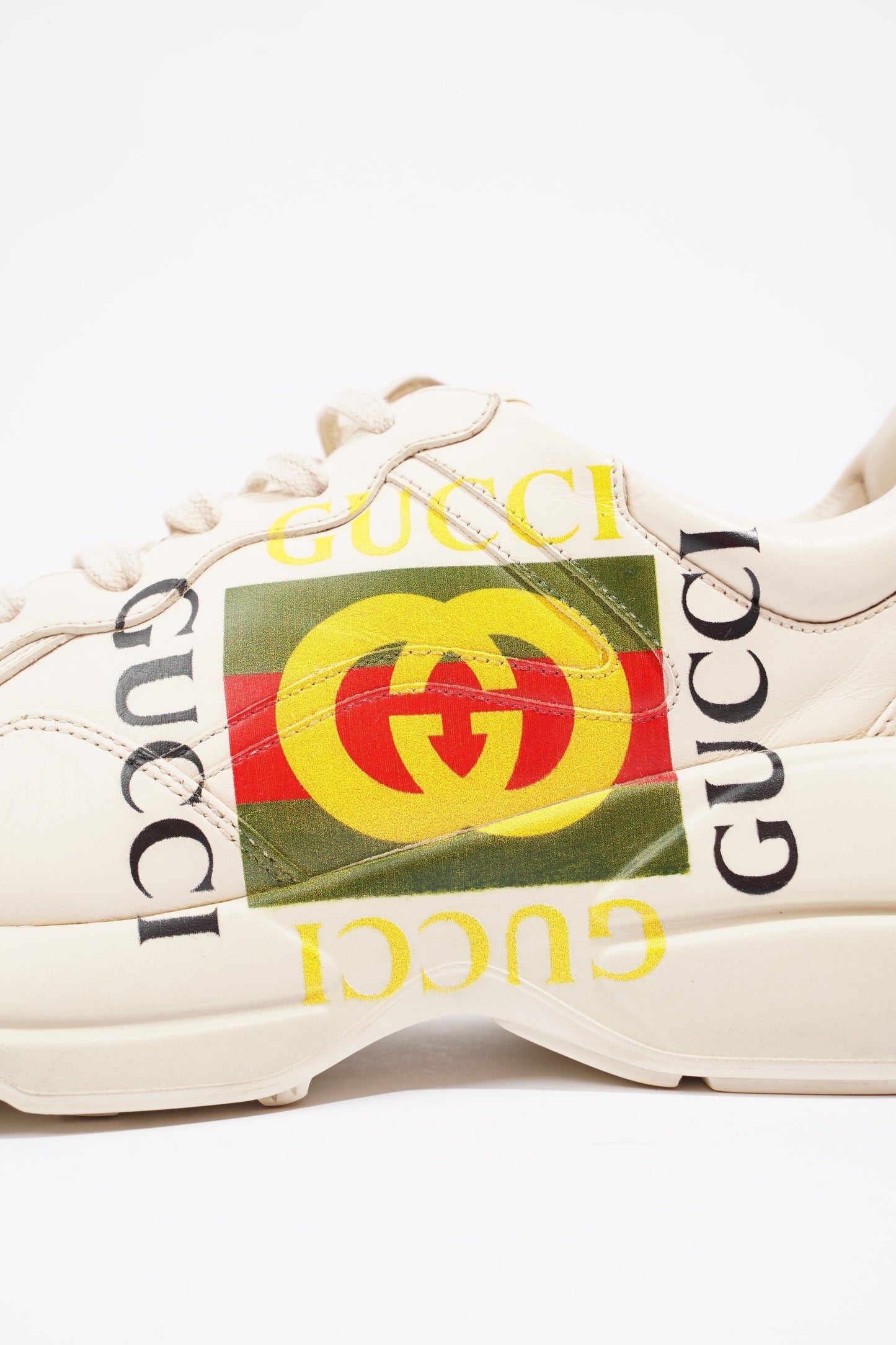 Gucci Rhyton Logo Sneaker Ivory / Green / Yellow Leather EU 43 UK 9