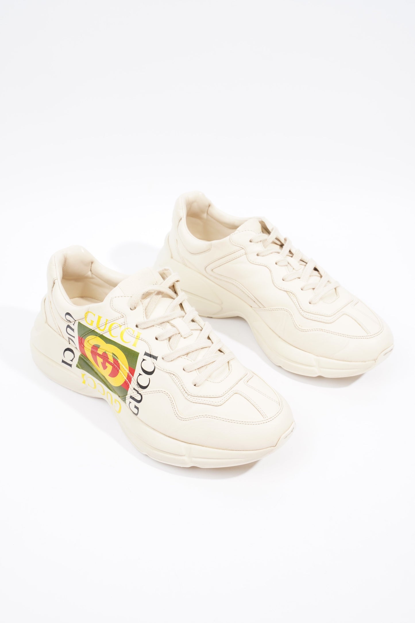 Gucci Rhyton Logo Sneaker Ivory / Green / Yellow Leather EU 43 UK 9