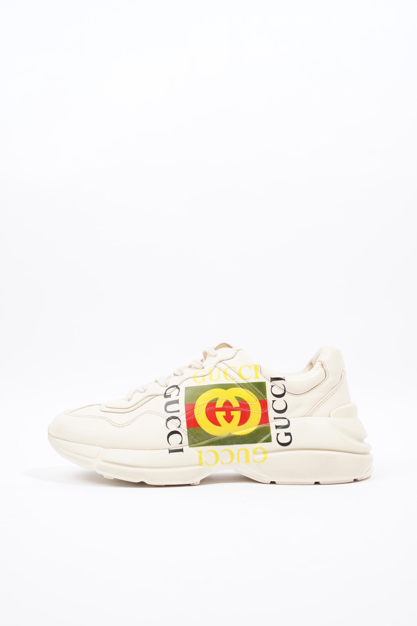 Gucci Rhyton Logo Sneaker Ivory / Green / Yellow Leather EU 43 UK 9