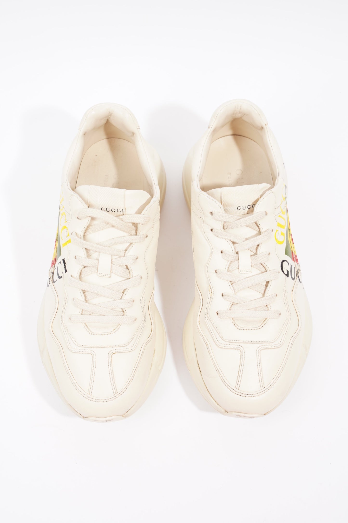 Gucci Rhyton Logo Sneaker Ivory / Green / Yellow Leather EU 43 UK 9