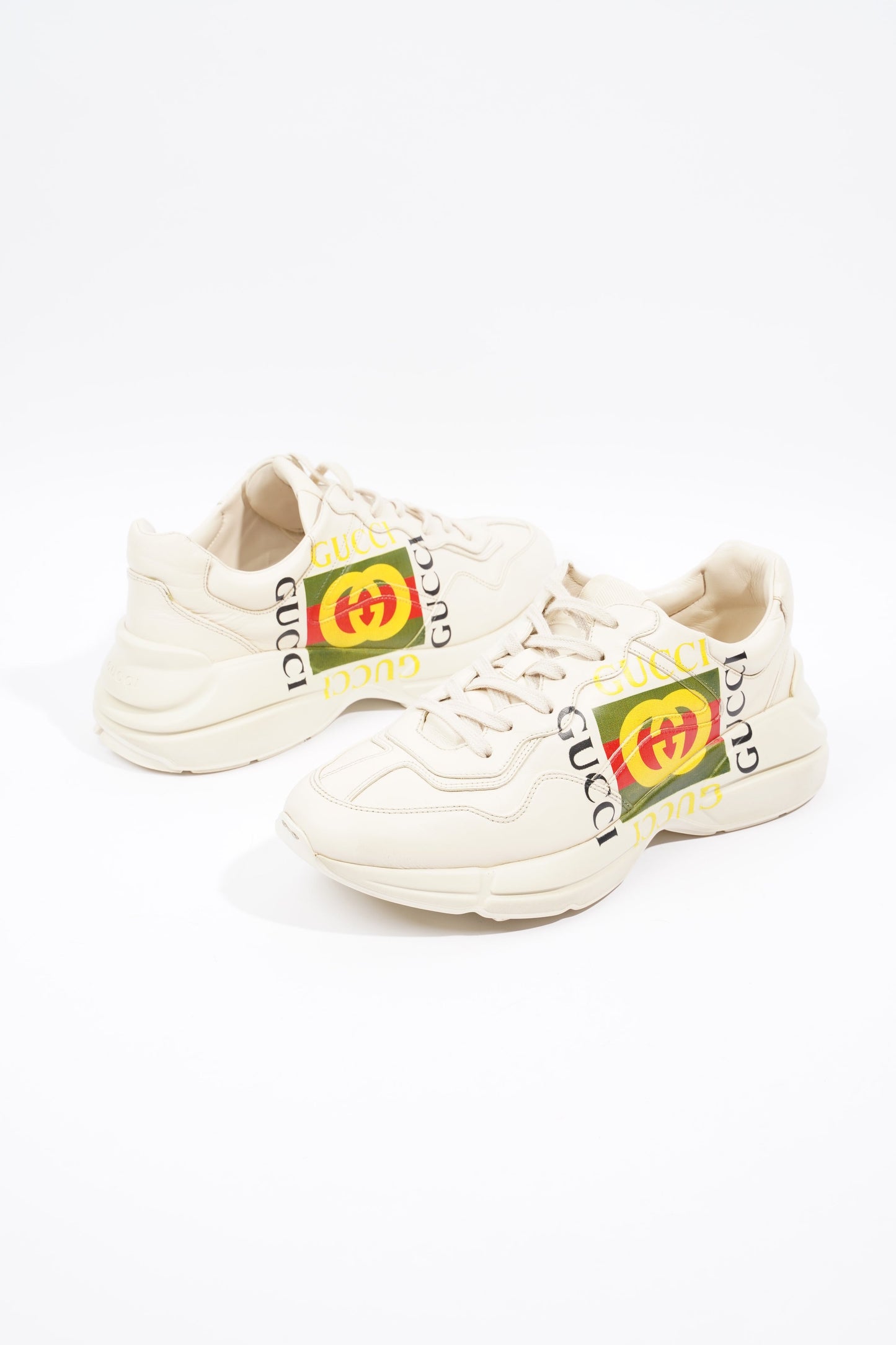 Gucci Rhyton Logo Sneaker Ivory / Green / Yellow Leather EU 43 UK 9