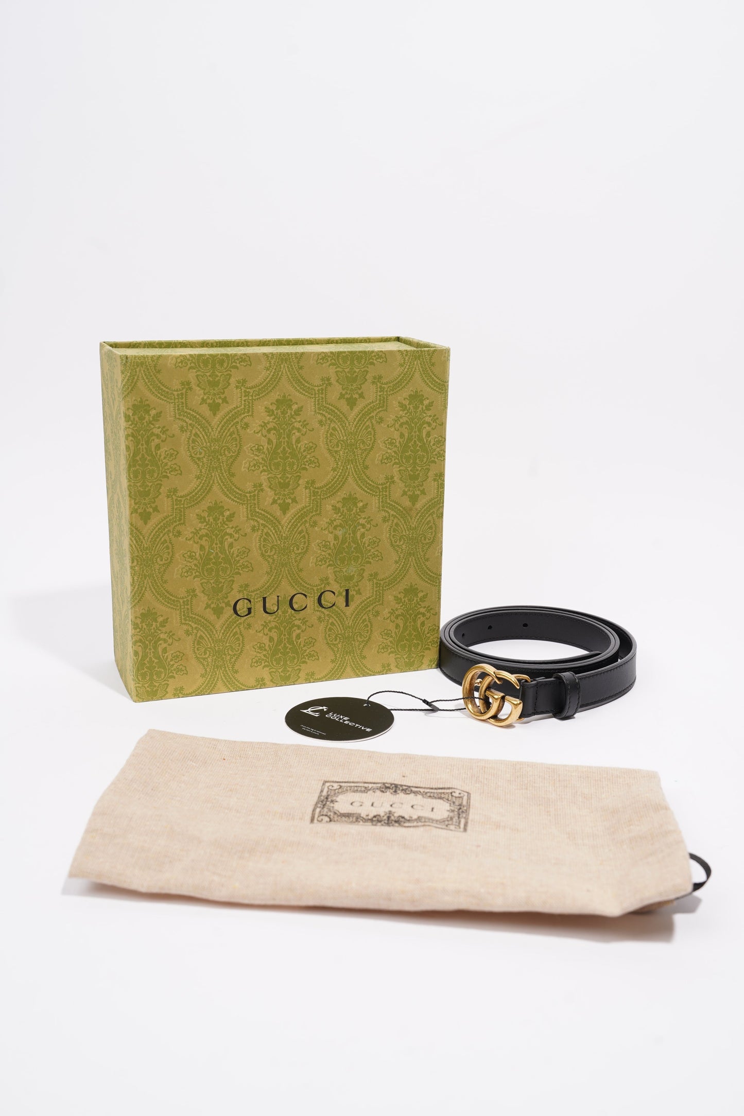 Gucci Marmont Belt Black / Gold Leather 95cm 38"