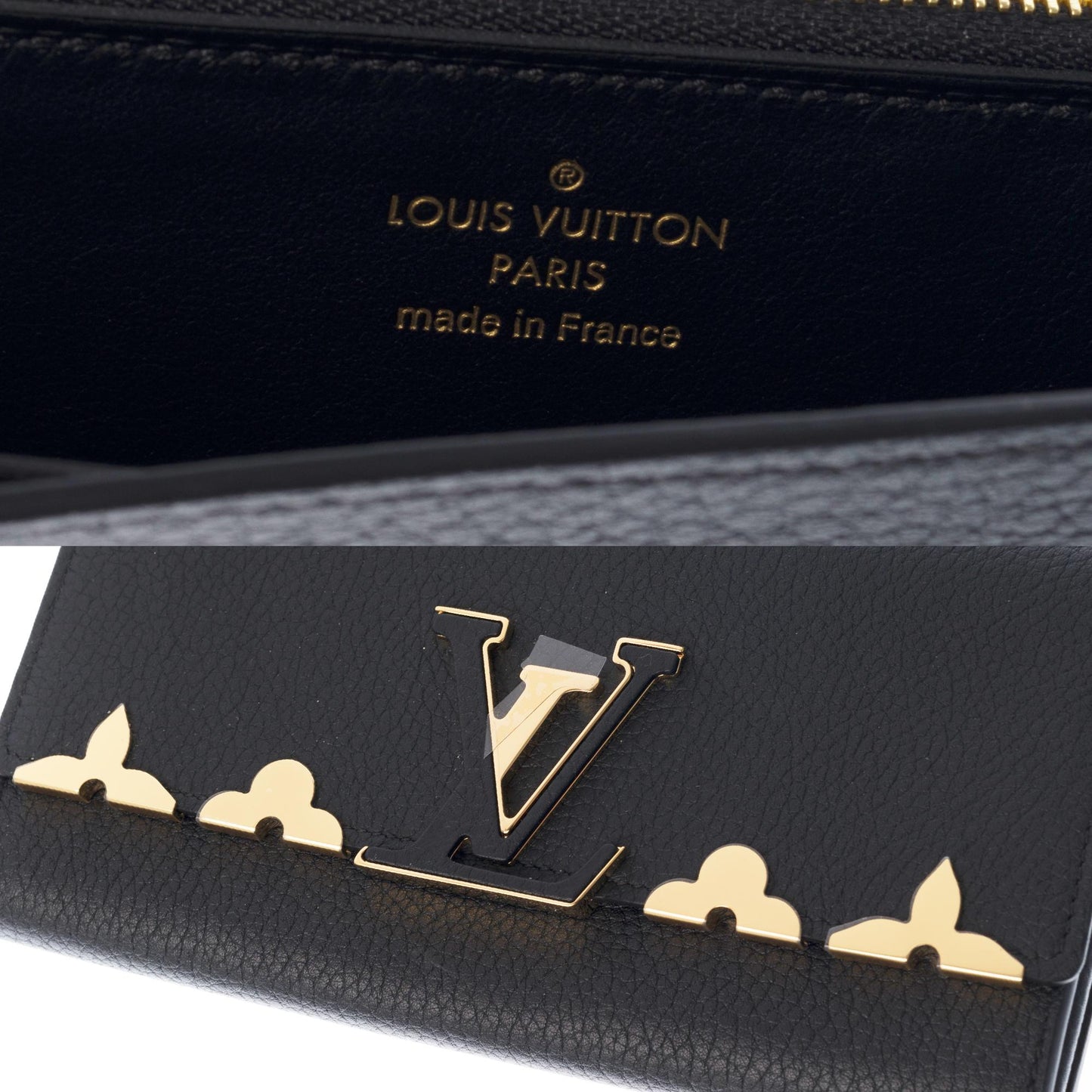 LOUIS VUITTON Brand New Capucines GM Wallet in black Taurillon leather