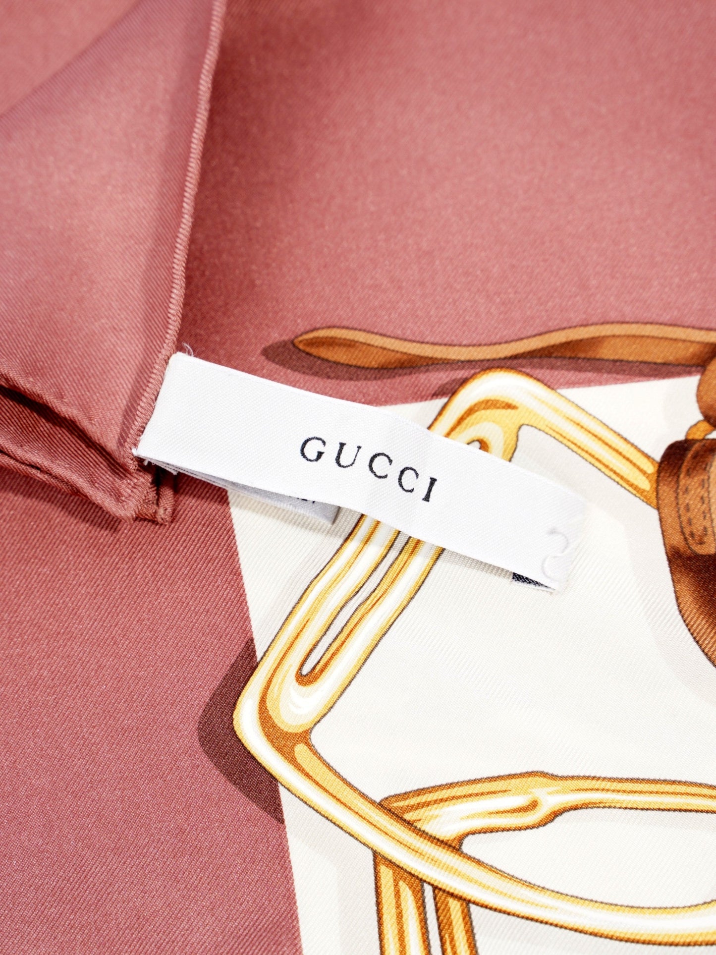 Gucci Riding Gear and Horse Bit Scarves Dusty Pink / Brown Silk