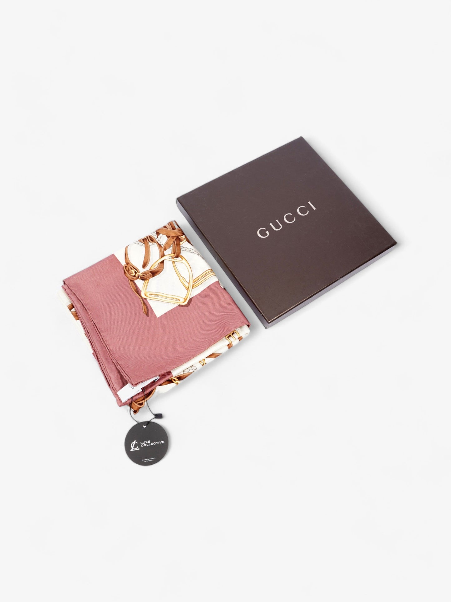 Gucci Riding Gear and Horse Bit Scarves Dusty Pink / Brown Silk