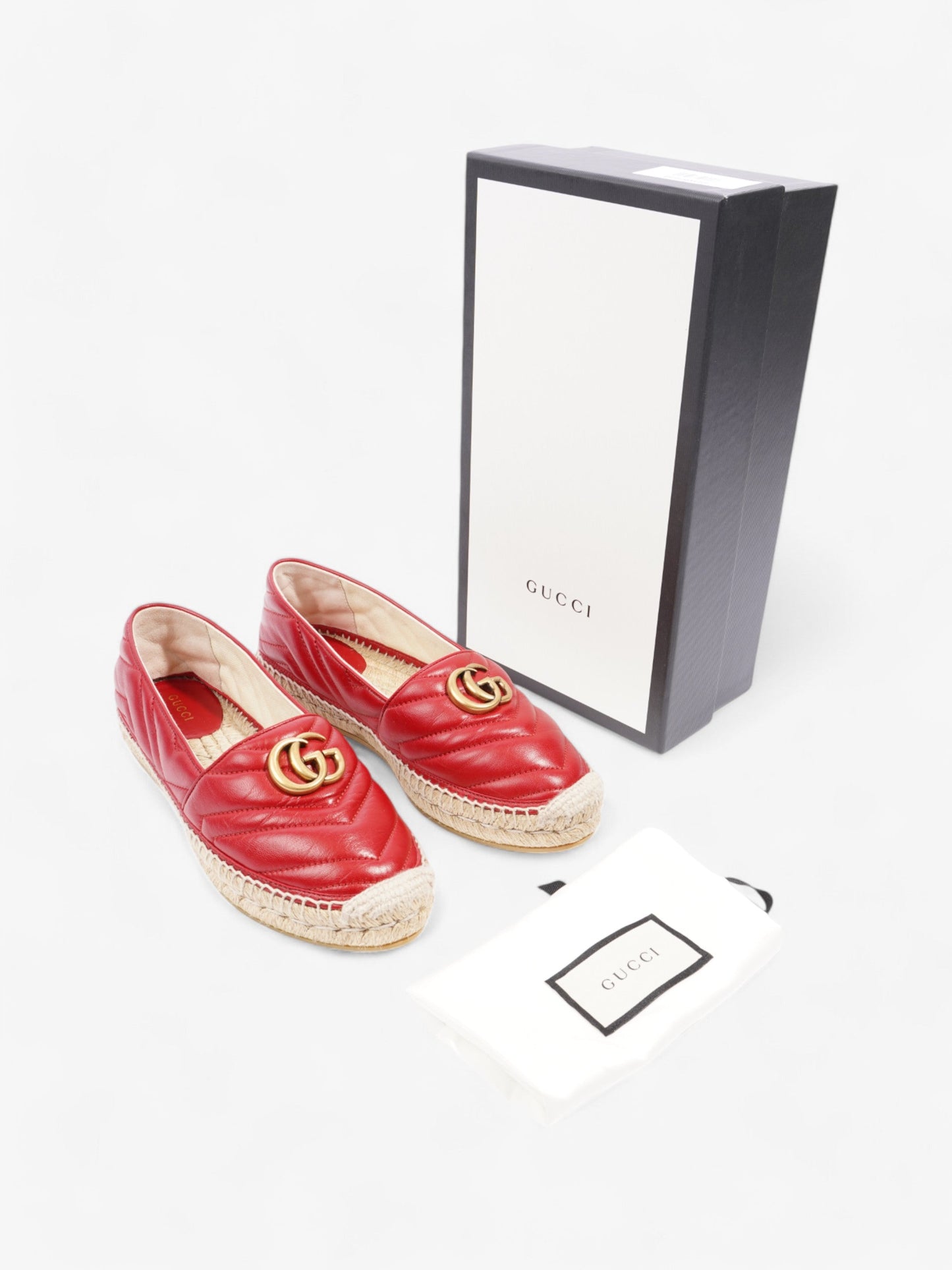 Gucci GG Marmont Espadrilles Red Leather EU 38 UK 5