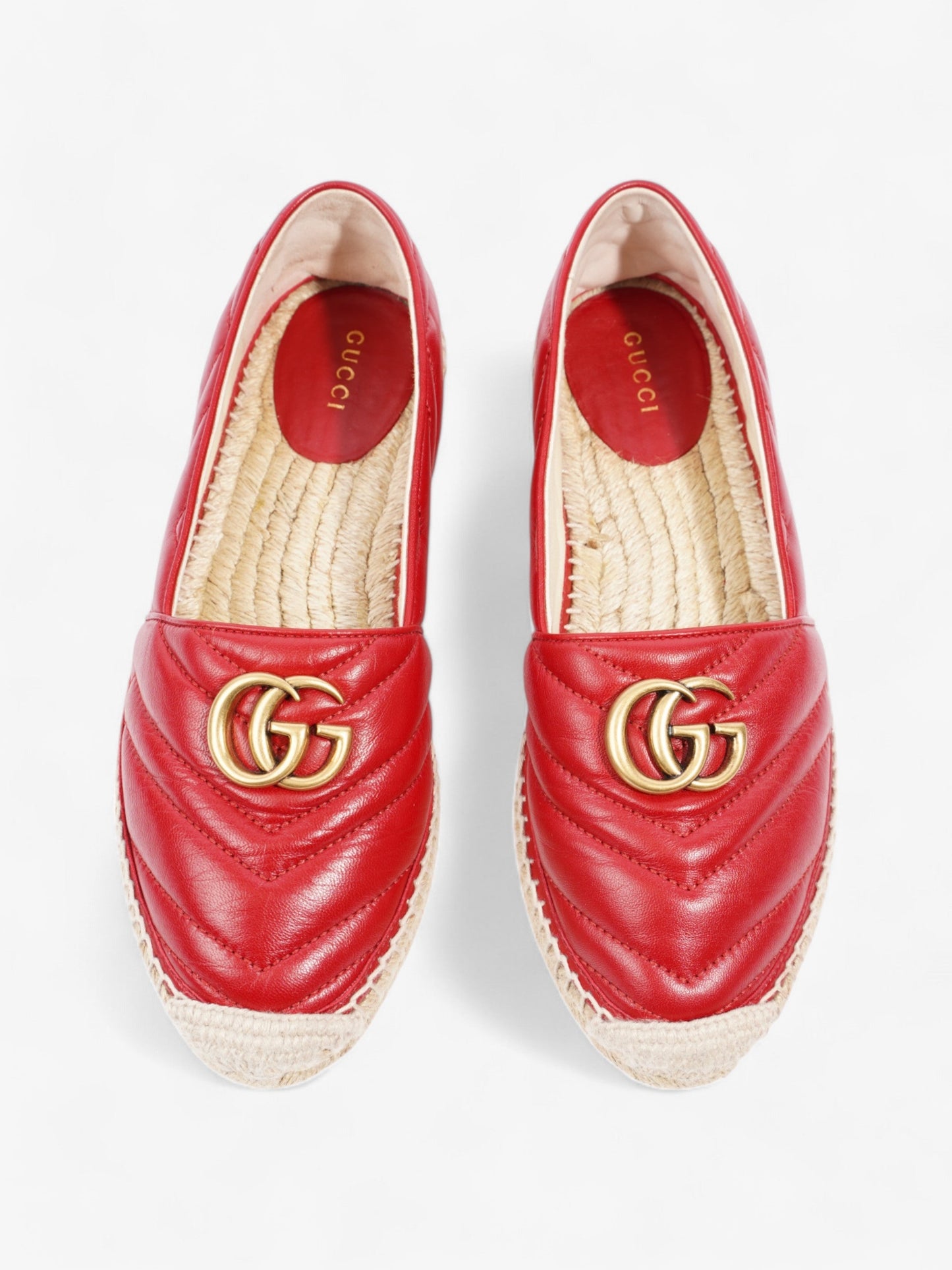 Gucci GG Marmont Espadrilles Red Leather EU 38 UK 5