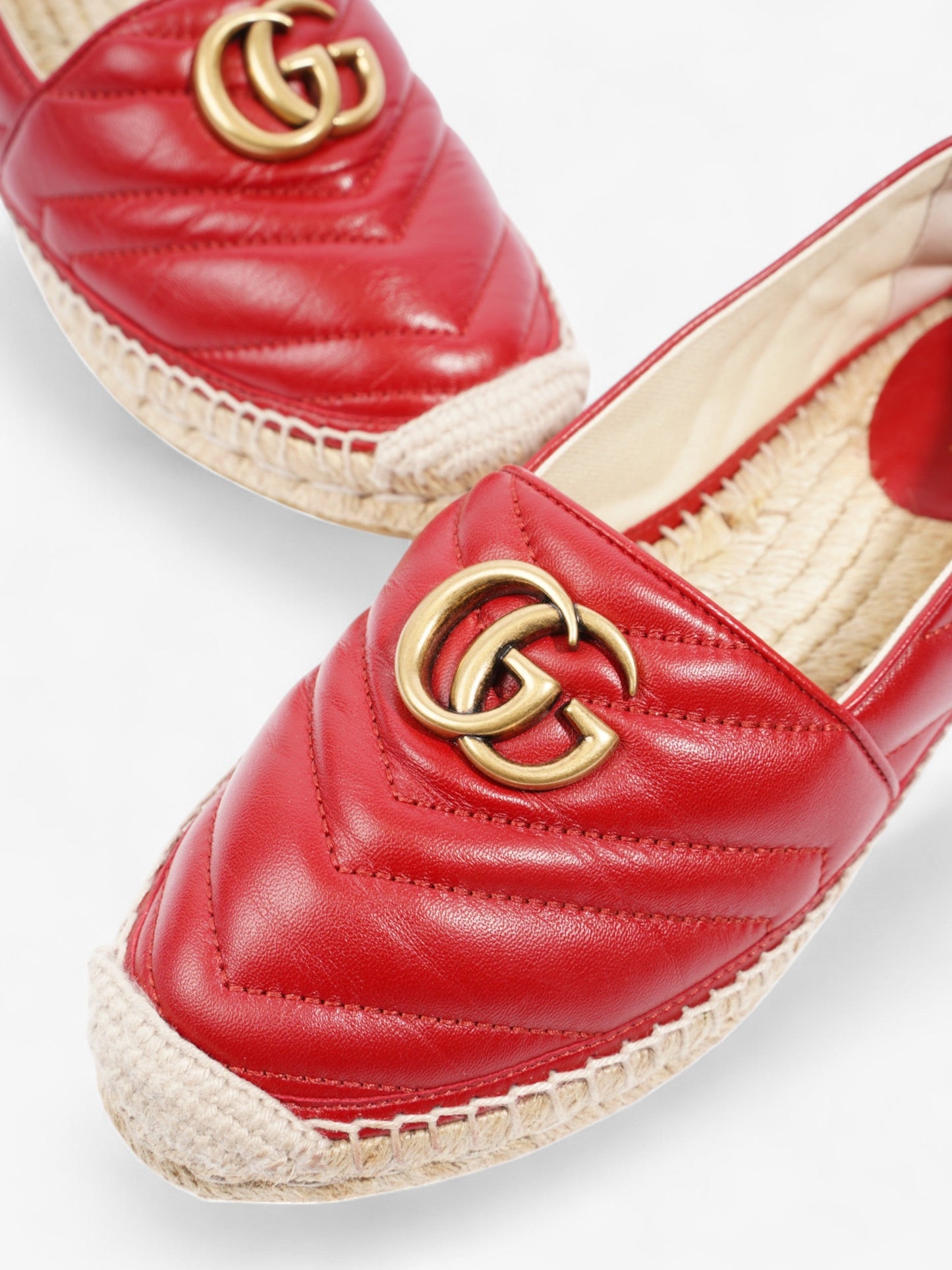 Gucci GG Marmont Espadrilles Red Leather EU 38 UK 5