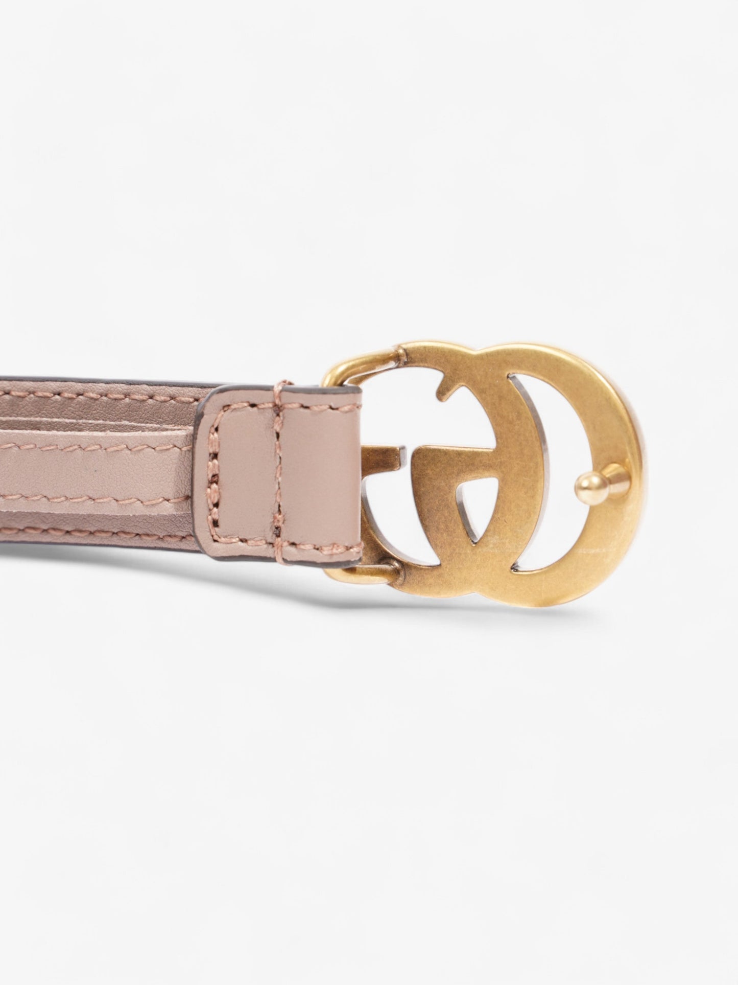 Gucci GG Marmont Thin Belt Rose Beige  / Gold Leather 100cm / 40"