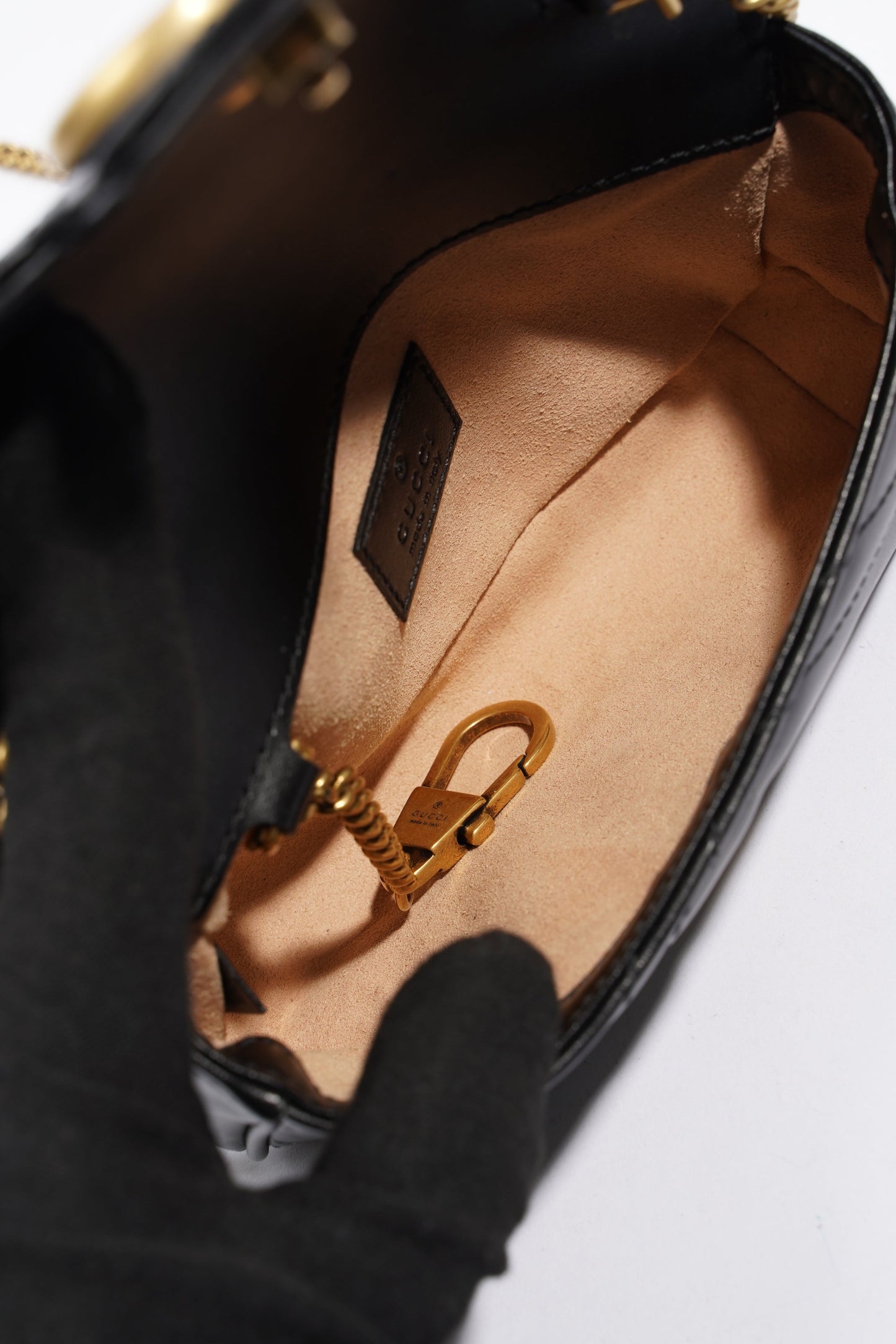 Gucci Marmont Flap Black Matelasse Leather Super Mini