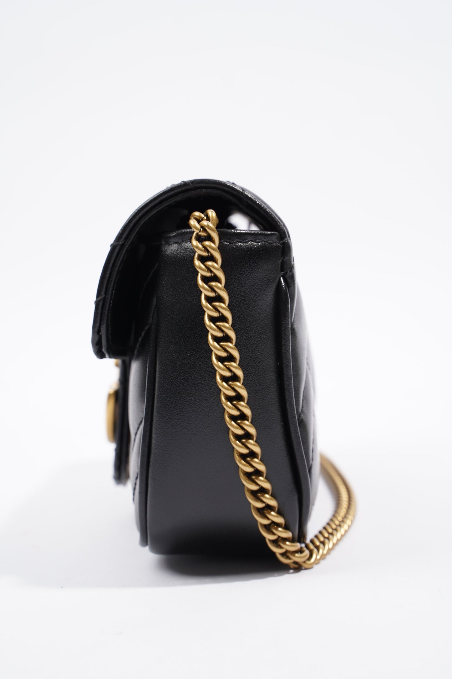Gucci Marmont Flap Black Matelasse Leather Super Mini