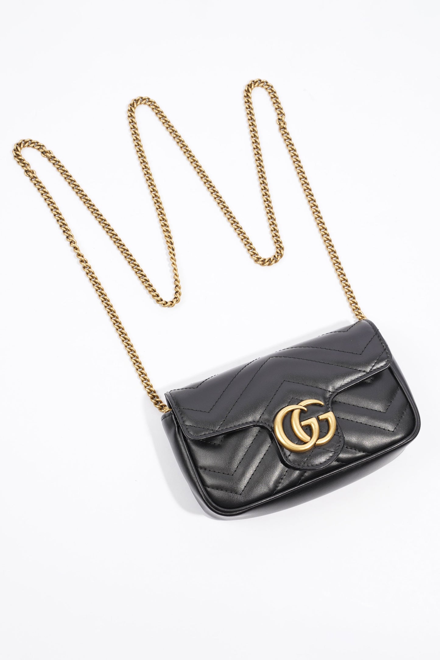 Gucci Marmont Flap Black Matelasse Leather Super Mini