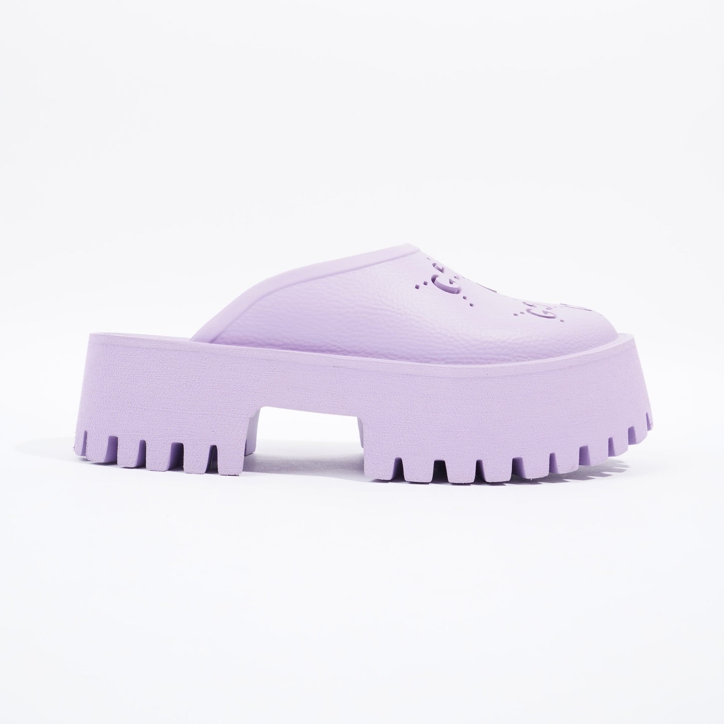 Gucci Platform Perforated G Sandal Lilac Rubber EU 38 UK 5