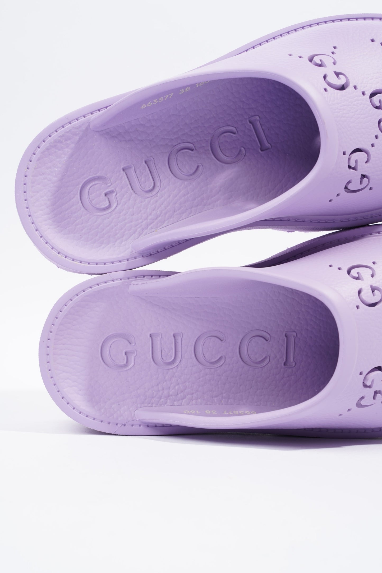 Gucci Platform Perforated G Sandal Lilac Rubber EU 38 UK 5
