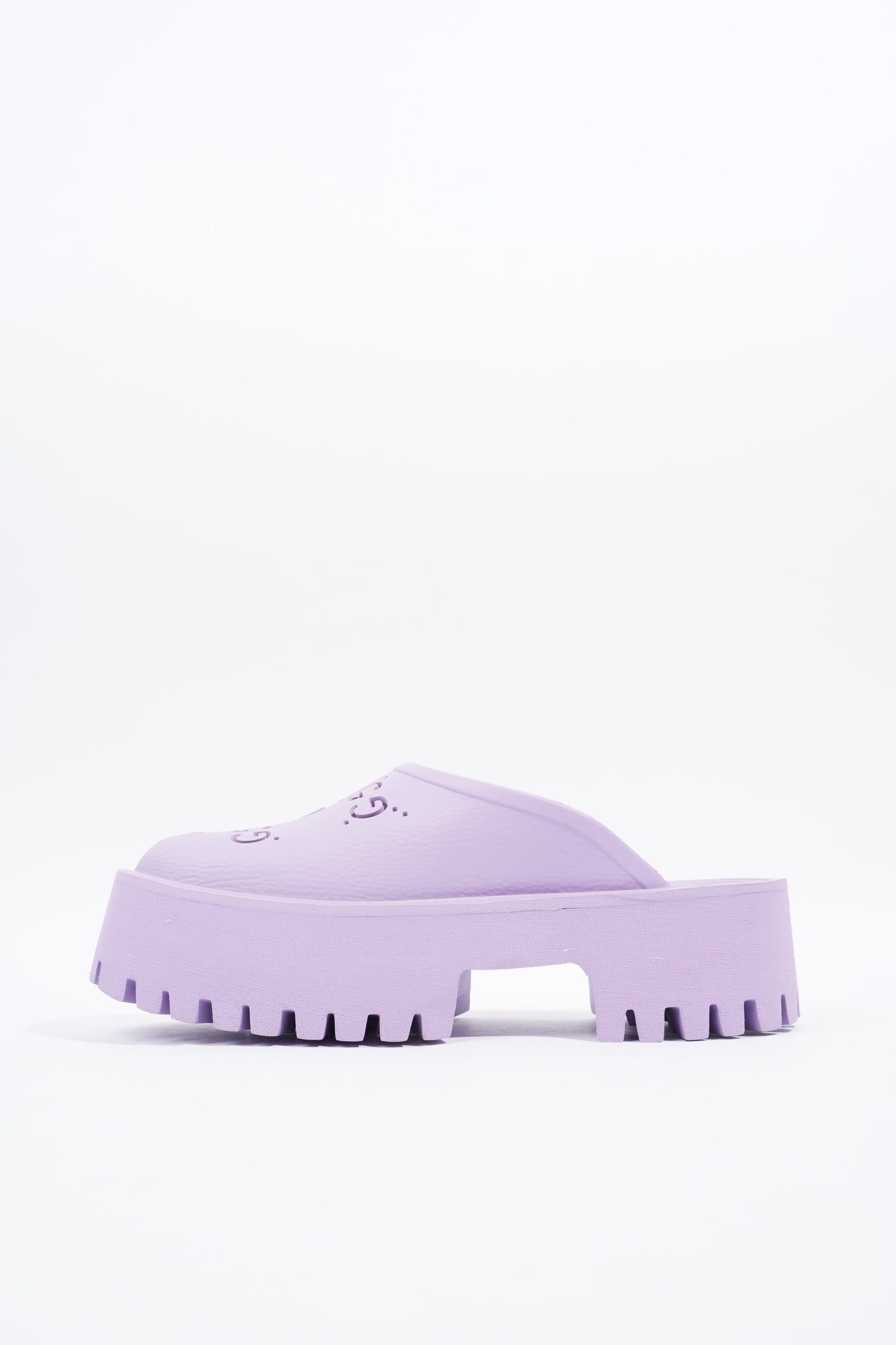 Gucci Platform Perforated G Sandal Lilac Rubber EU 38 UK 5
