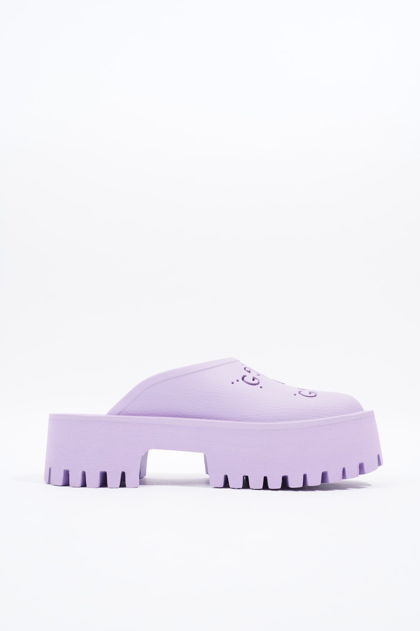 Gucci Platform Perforated G Sandal Lilac Rubber EU 38 UK 5