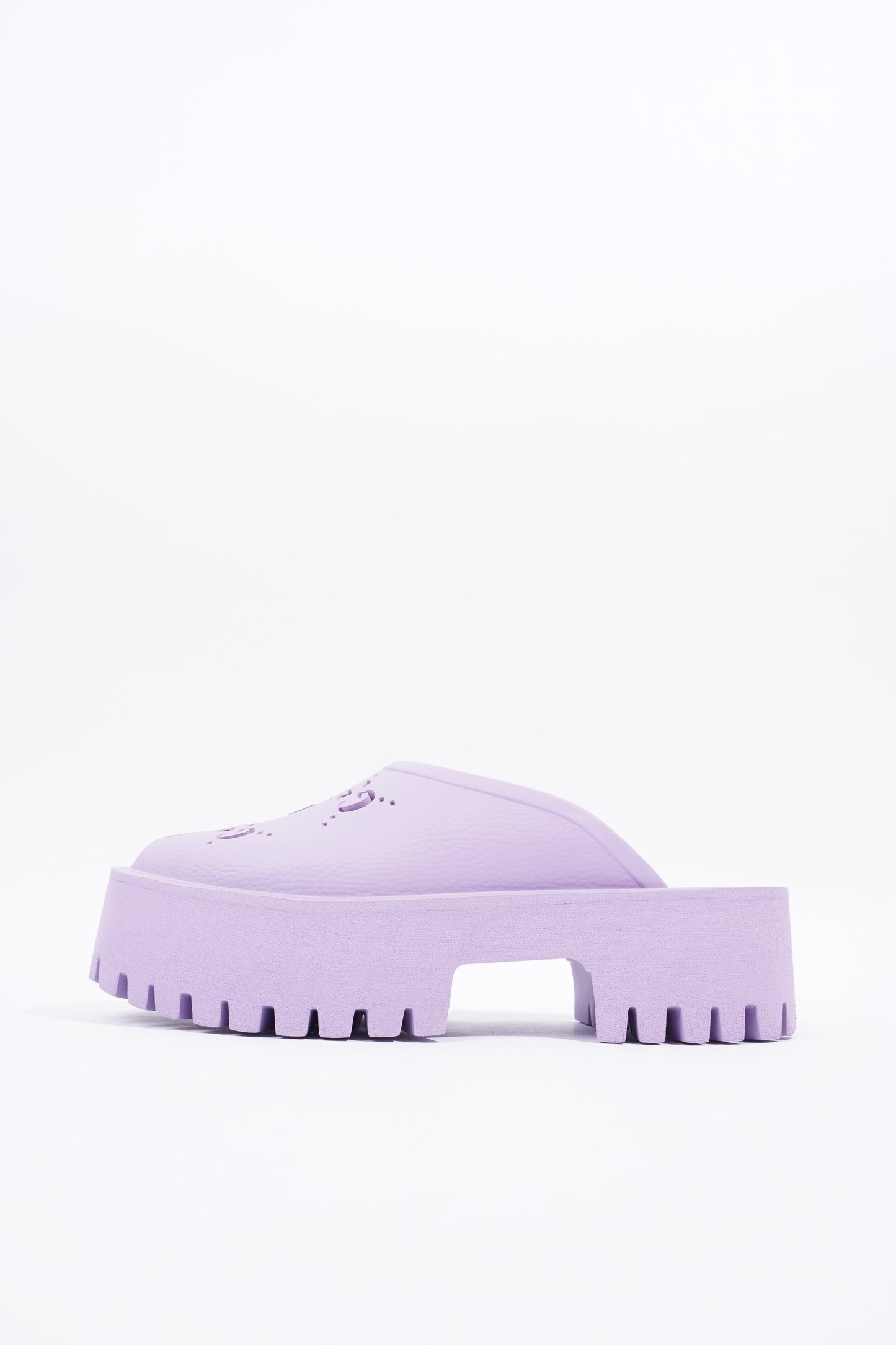 Gucci Platform Perforated G Sandal Lilac Rubber EU 38 UK 5