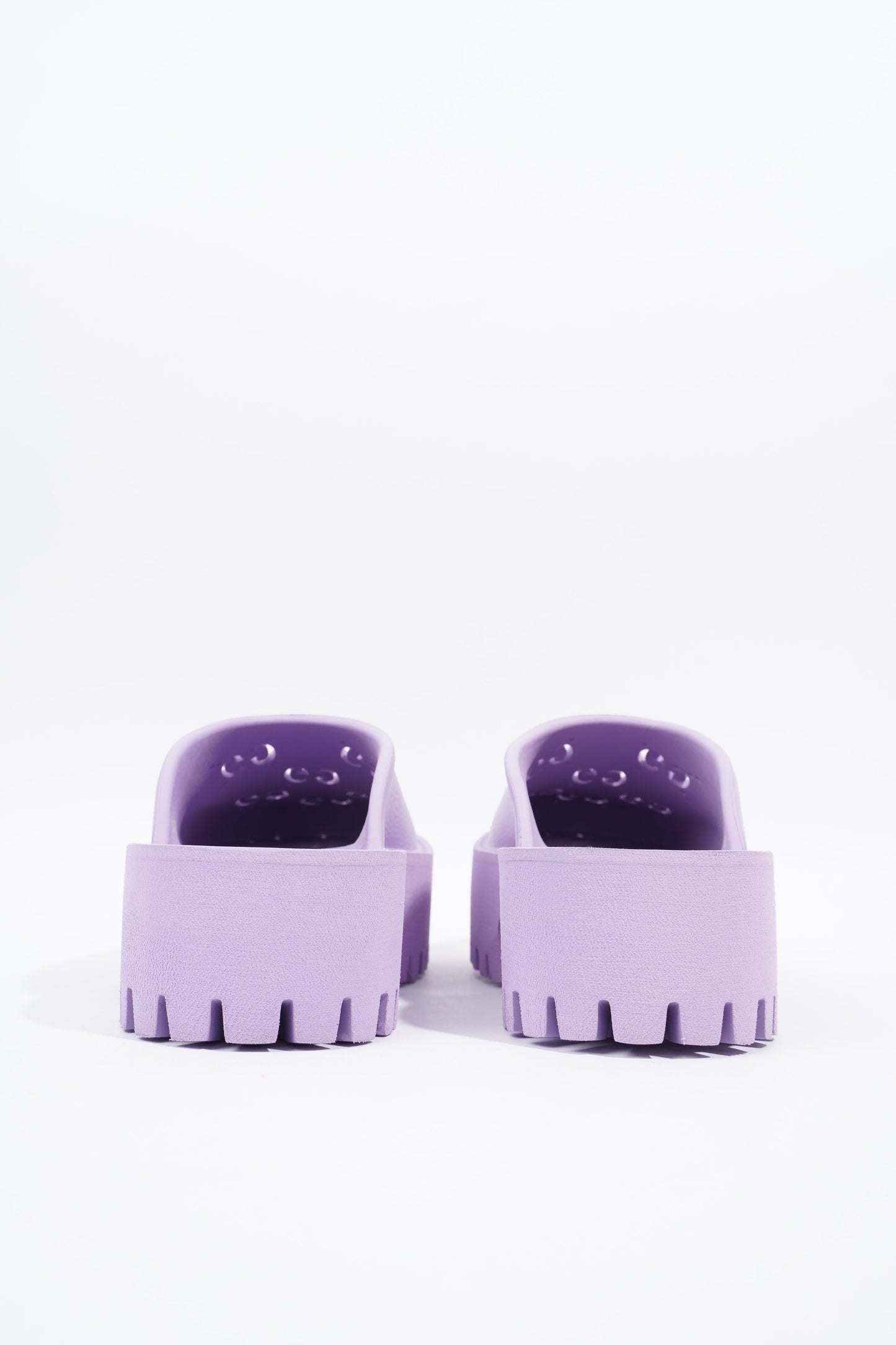 Gucci Platform Perforated G Sandal Lilac Rubber EU 38 UK 5