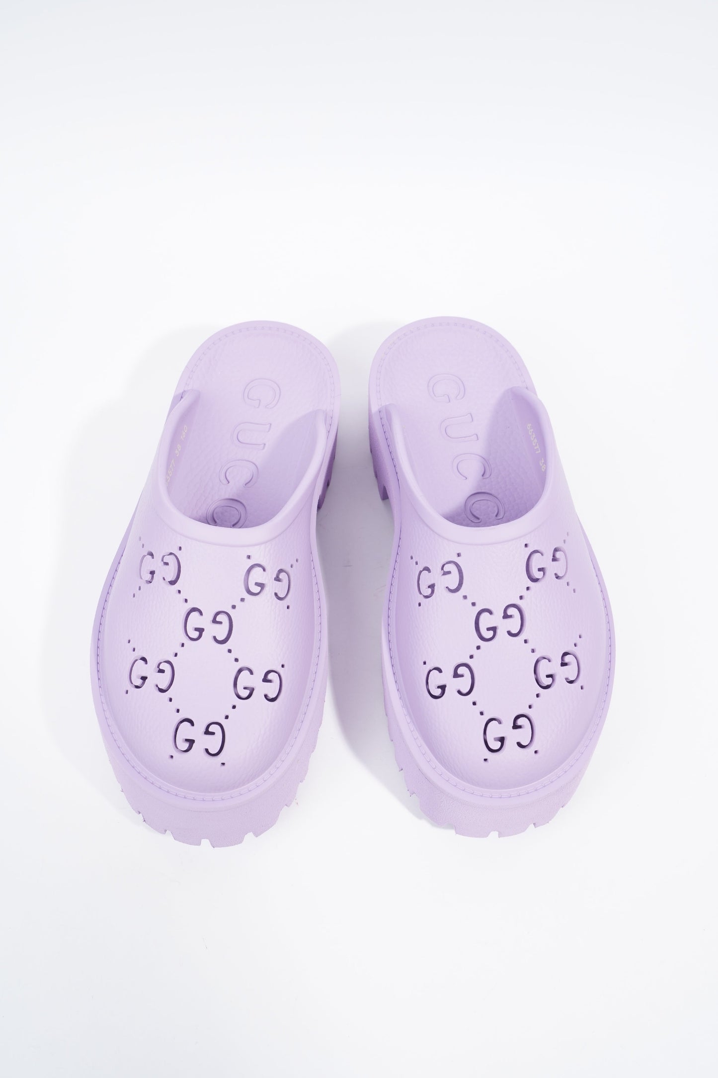 Gucci Platform Perforated G Sandal Lilac Rubber EU 38 UK 5