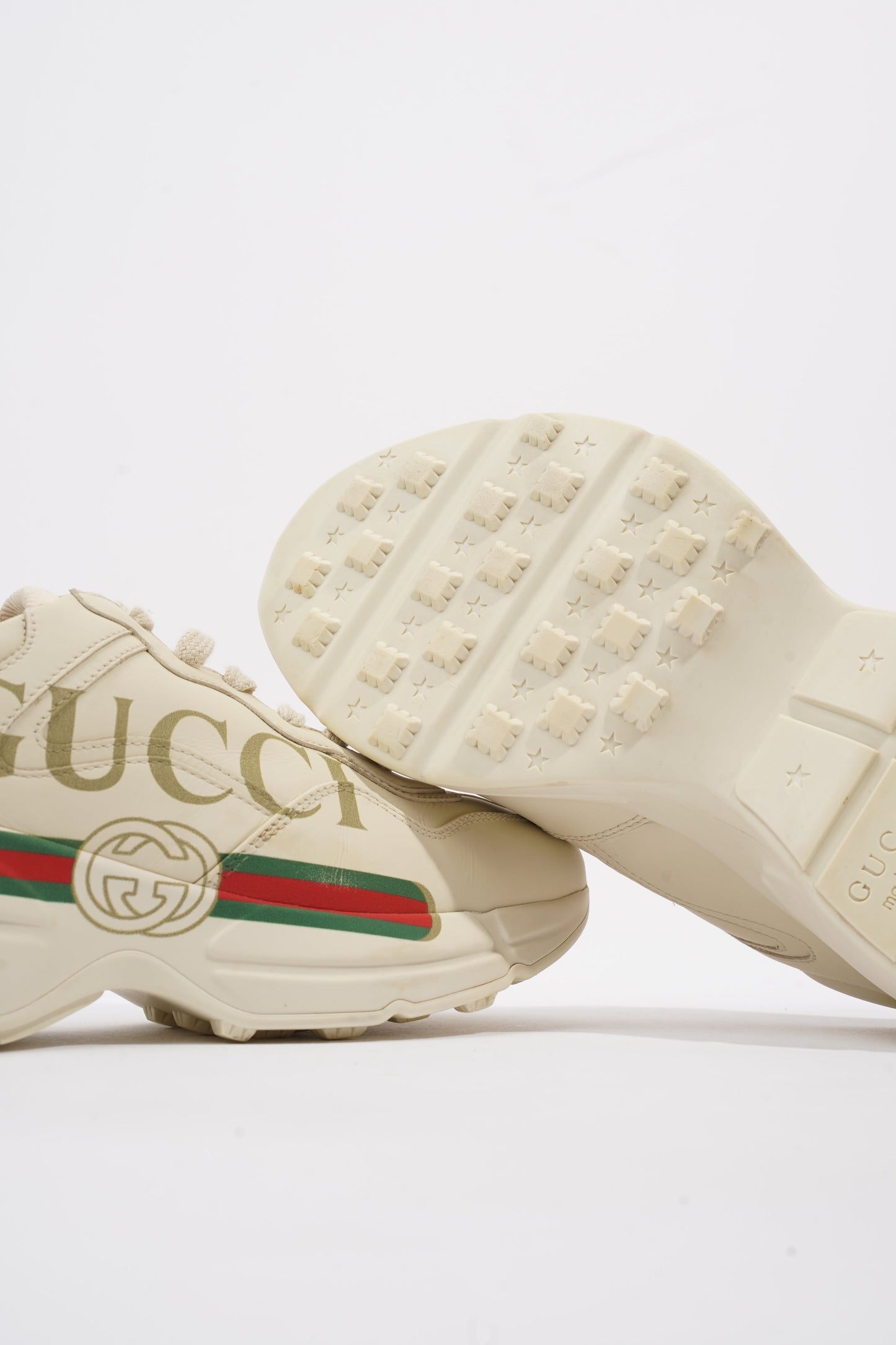 Gucci Rhyton Logo Beige / Green / Red Leather EU 38 UK 5
