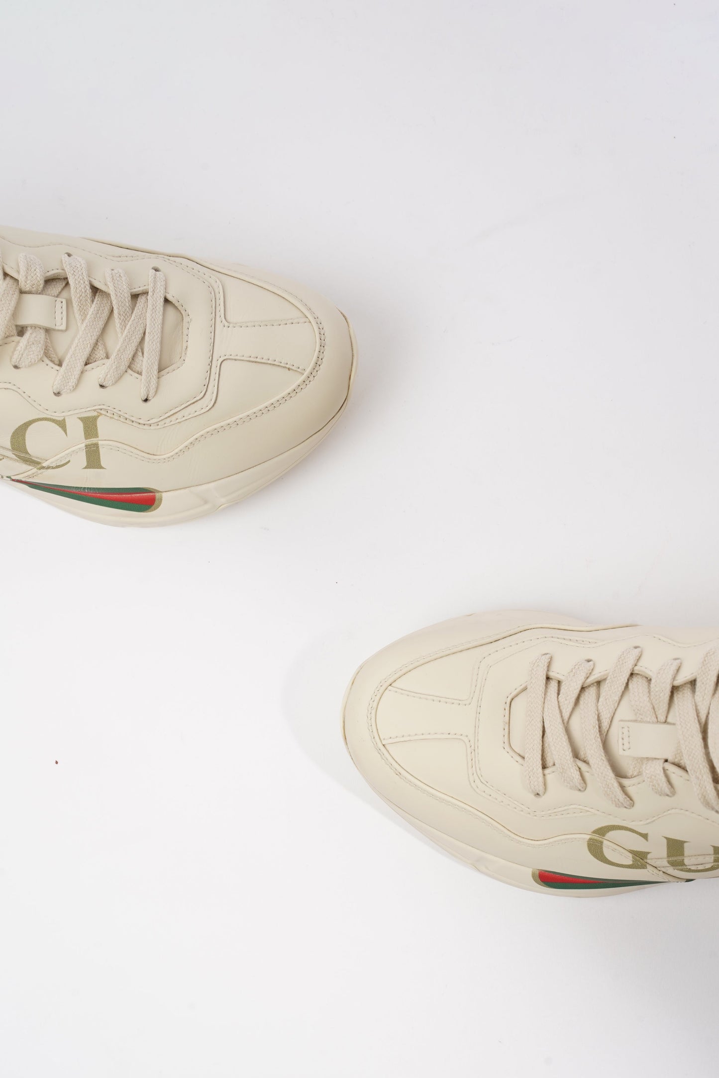Gucci Rhyton Logo Beige / Green / Red Leather EU 38 UK 5