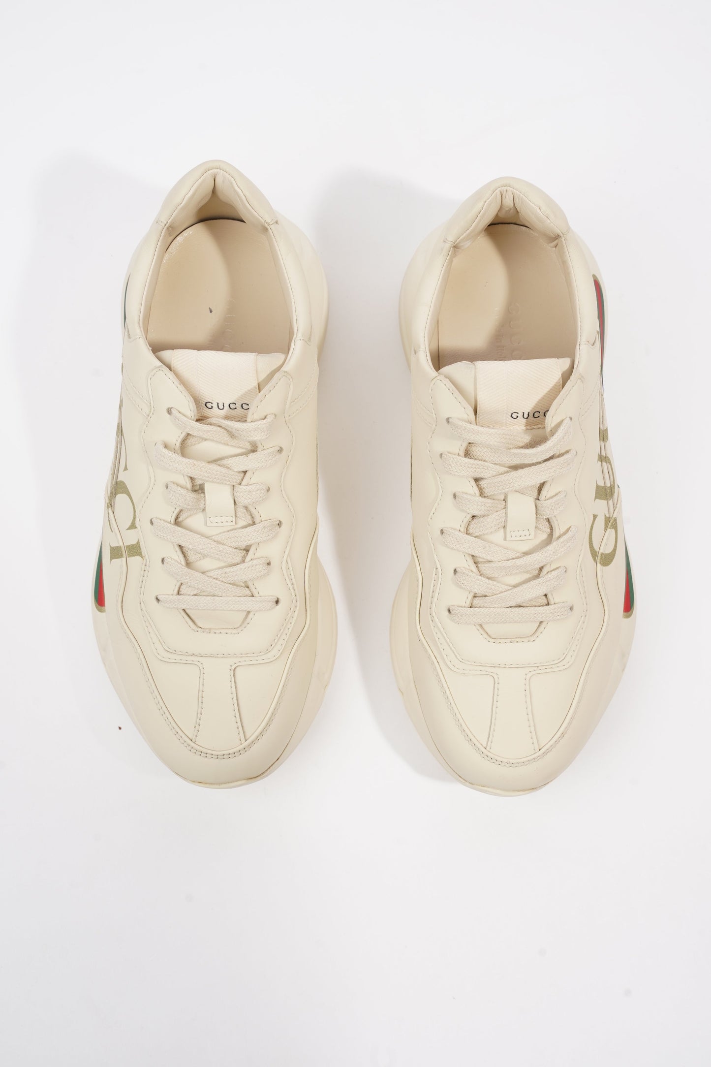 Gucci Rhyton Logo Beige / Green / Red Leather EU 38 UK 5