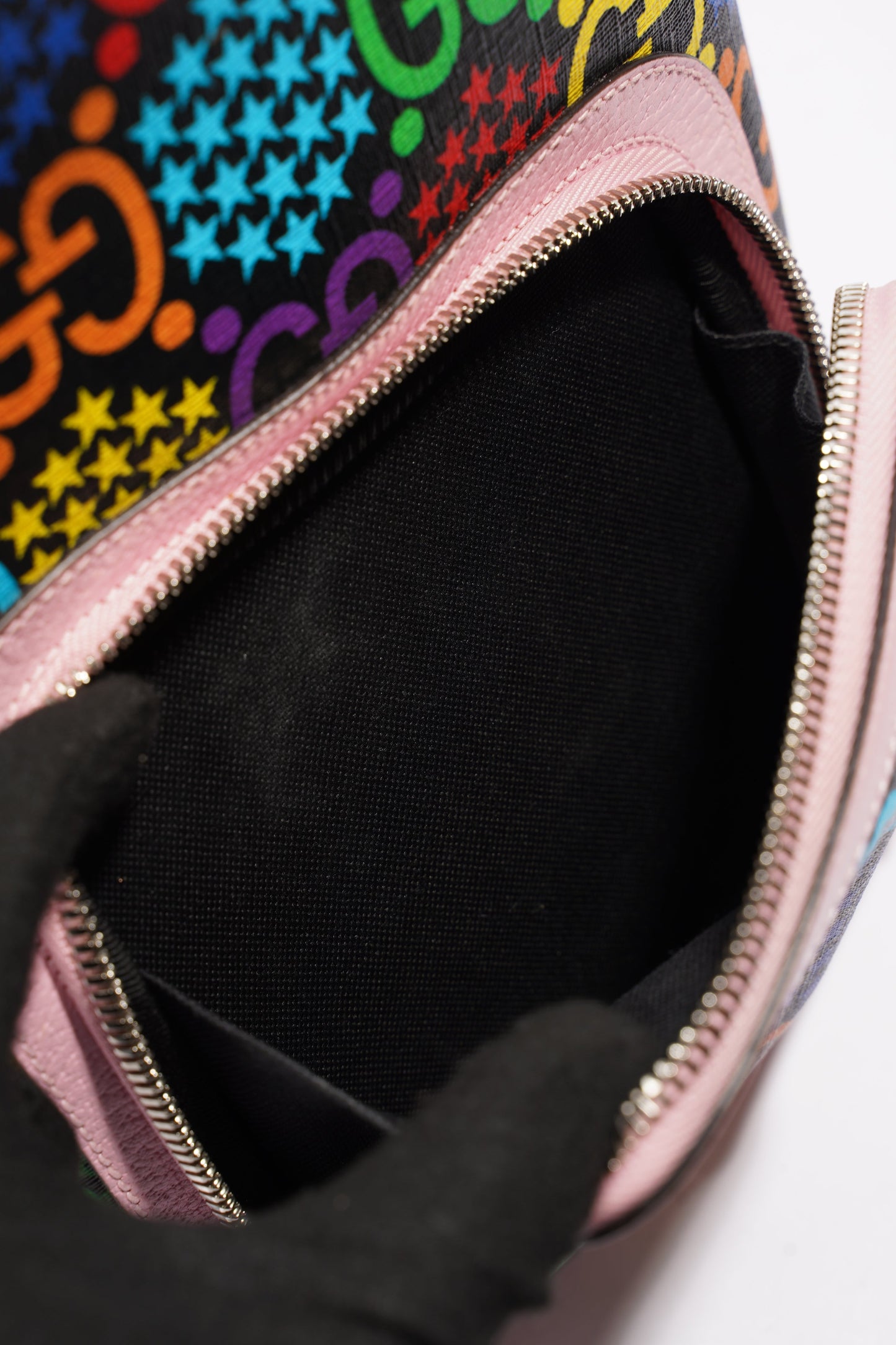 Gucci GG Supreme Psychedelic Backpack Black / Pink / Blue Small