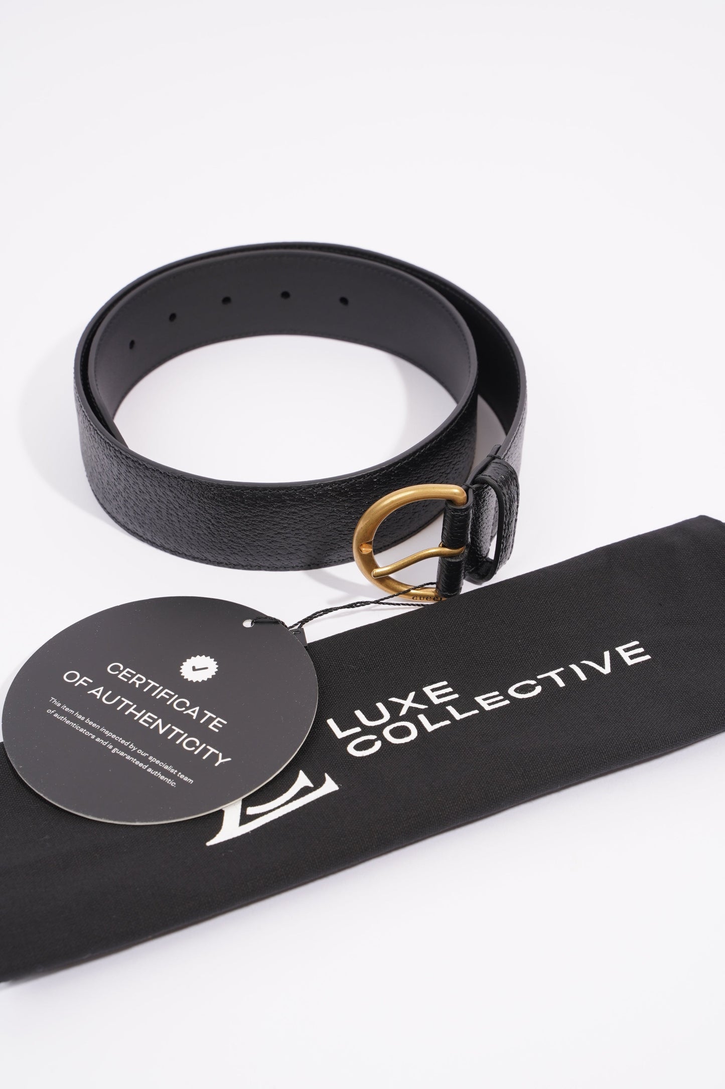Gucci Buckle Belt Black Leather 75cm 30"