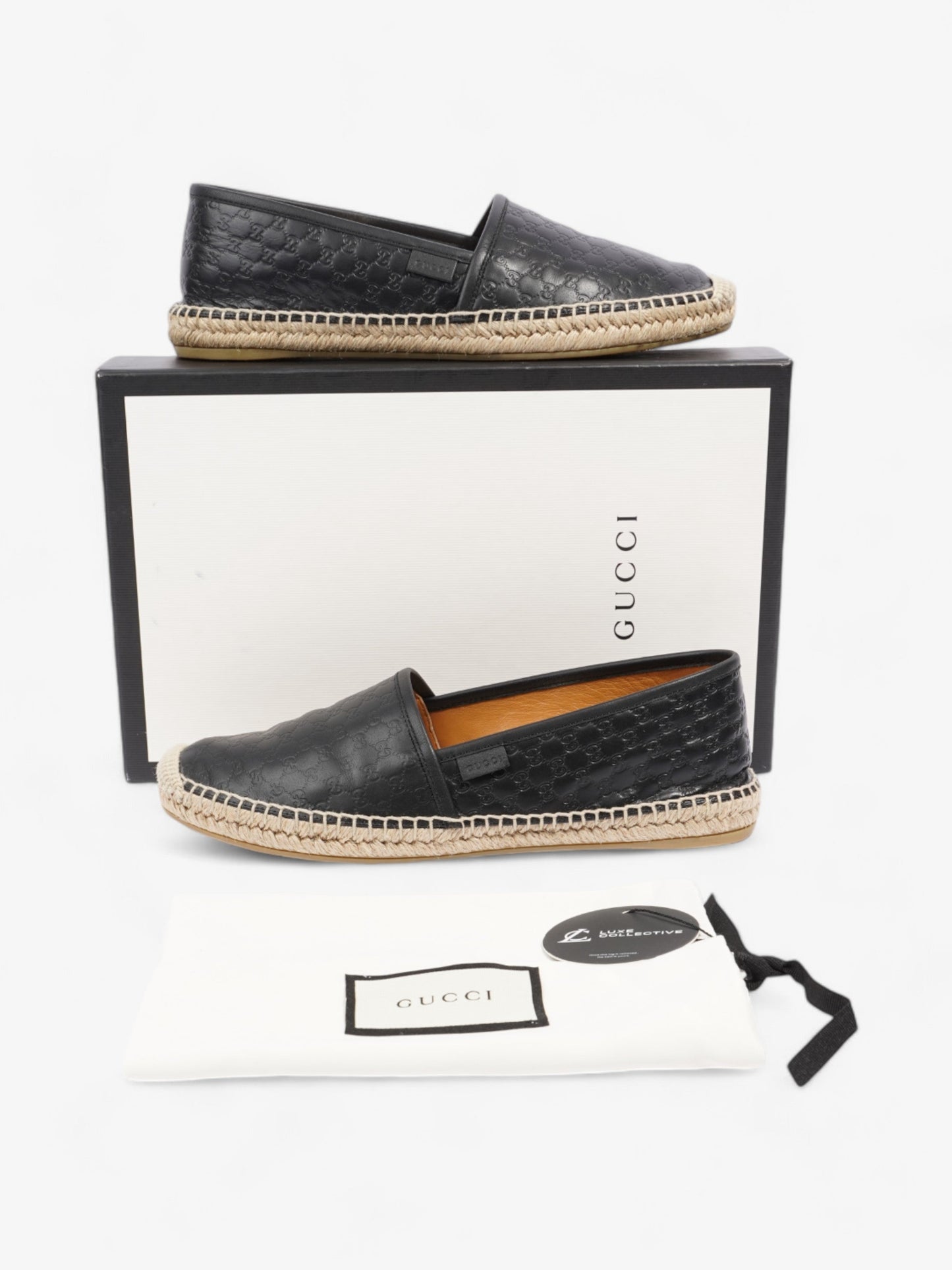 Gucci GG Espadrille Black Leather EU 39.5 UK 6.5
