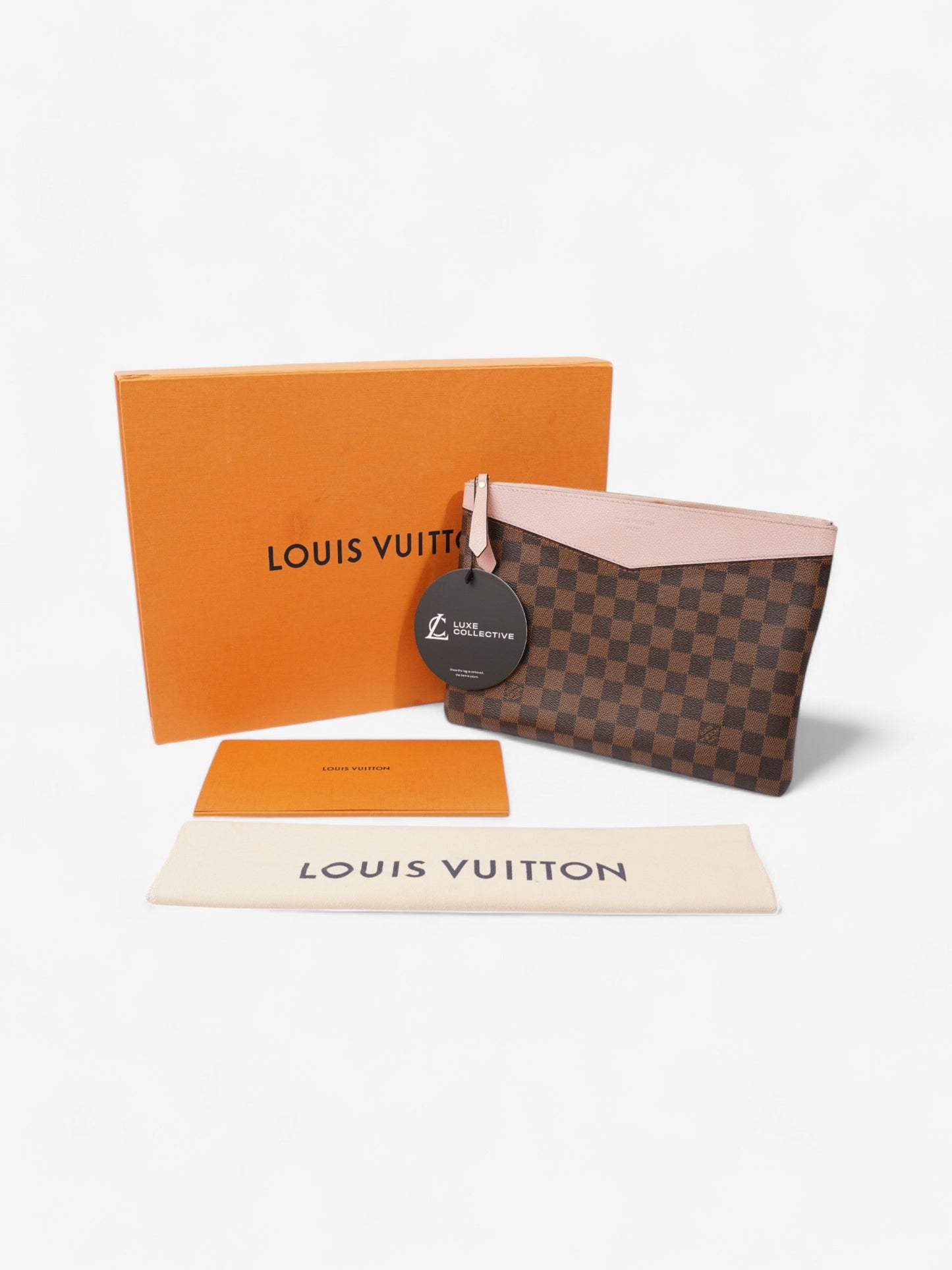 Louis Vuitton Daily Pouch Damier Ebene / Rose Ballerine Canvas