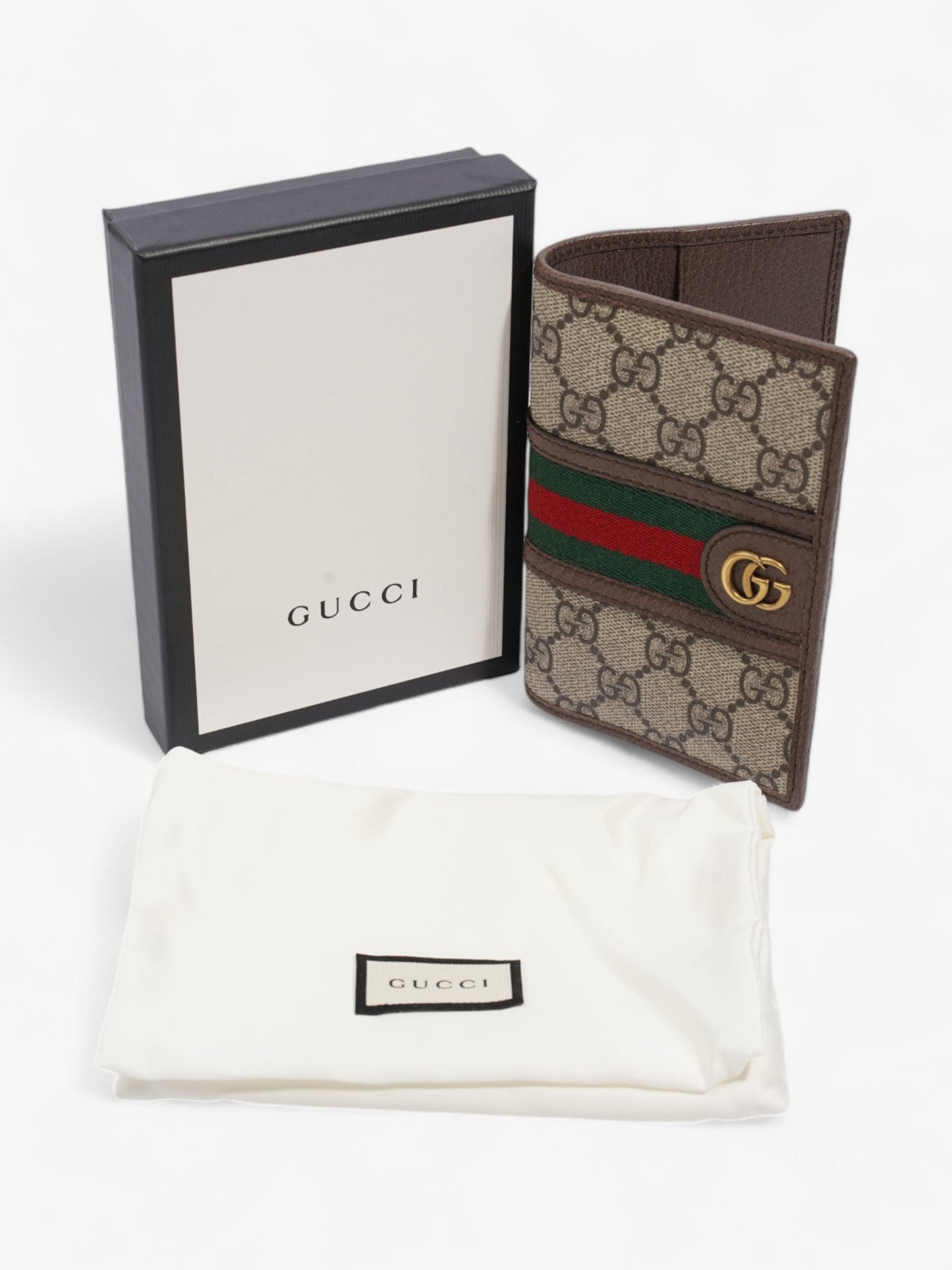 Gucci GG Ophidia Passport Cover GG Supreme / Green / Red Canvas