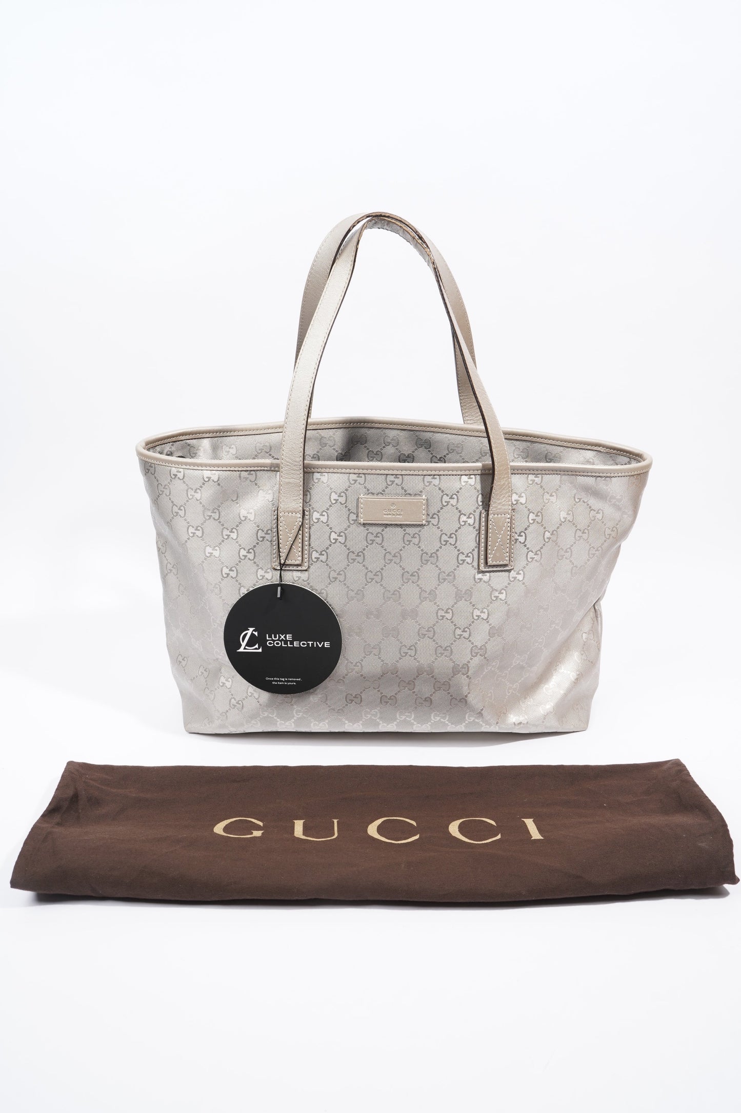Gucci GG Imprime Tote Silver PVC