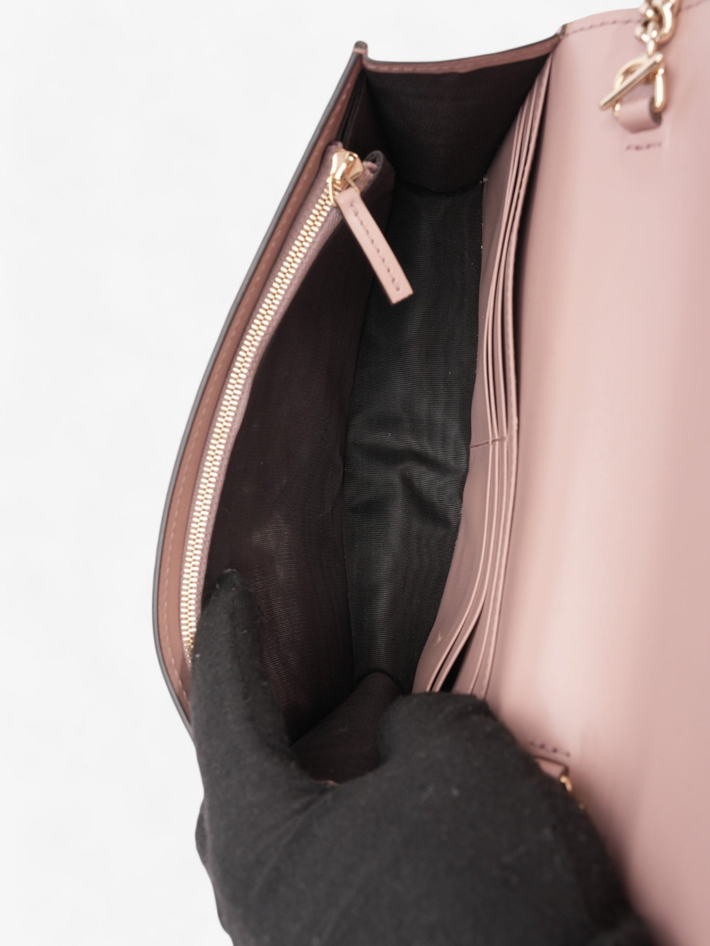 Gucci Bow Continental Chain Wallet Pink Guccissima Leather