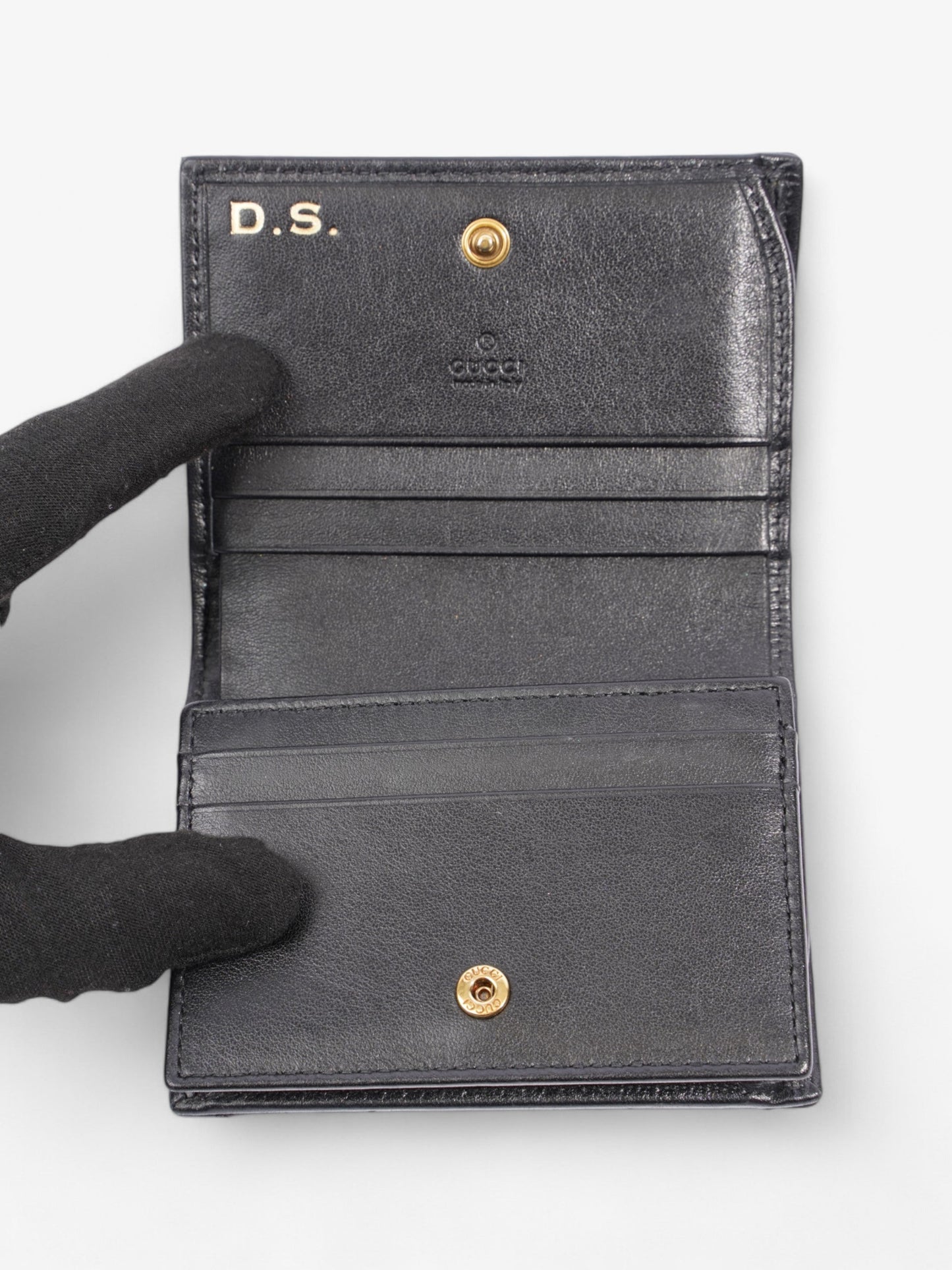 Gucci GG Marmont Wallet Black / Gold Matelasse Leather