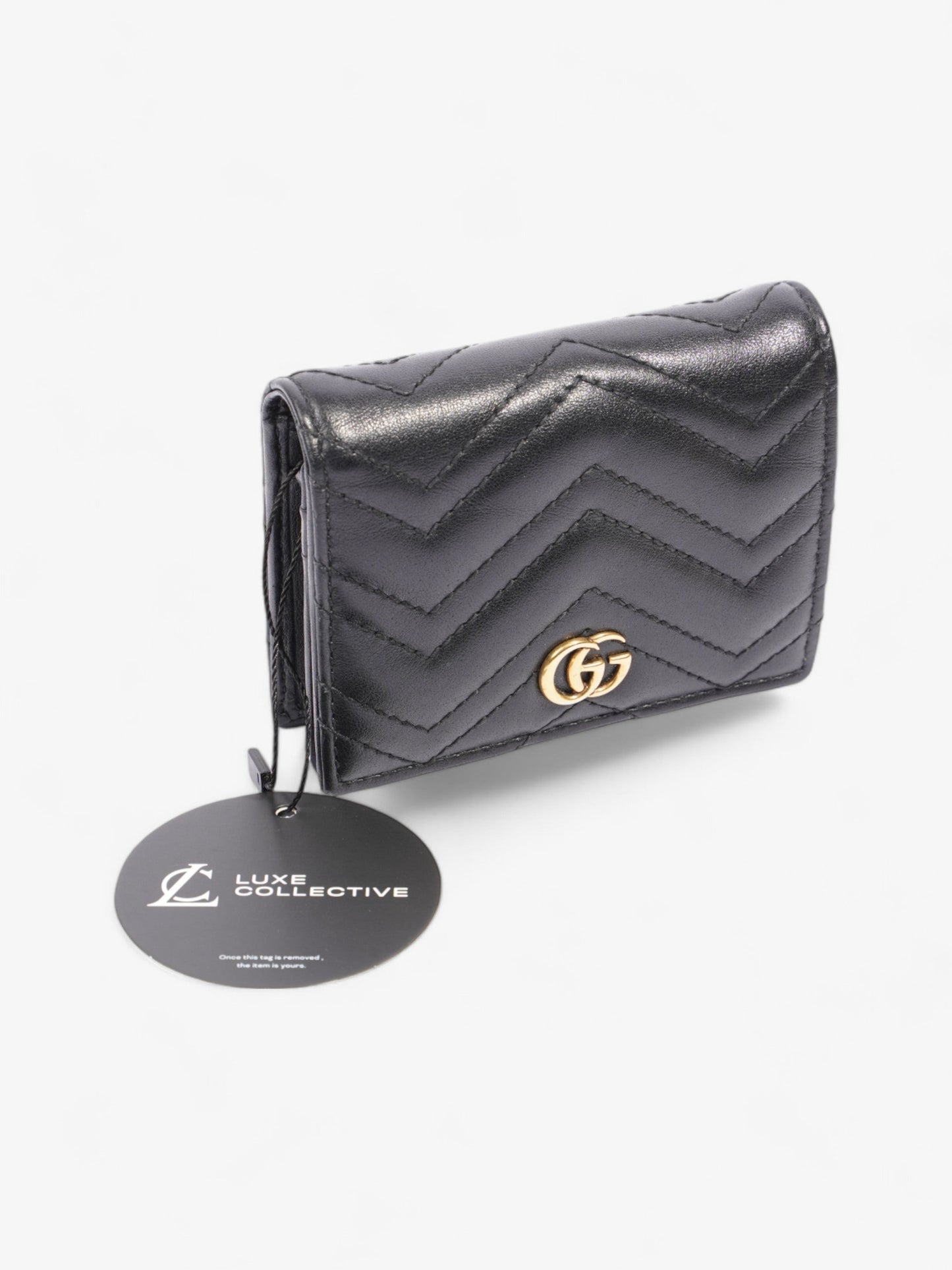 Gucci GG Marmont Wallet Black / Gold Matelasse Leather