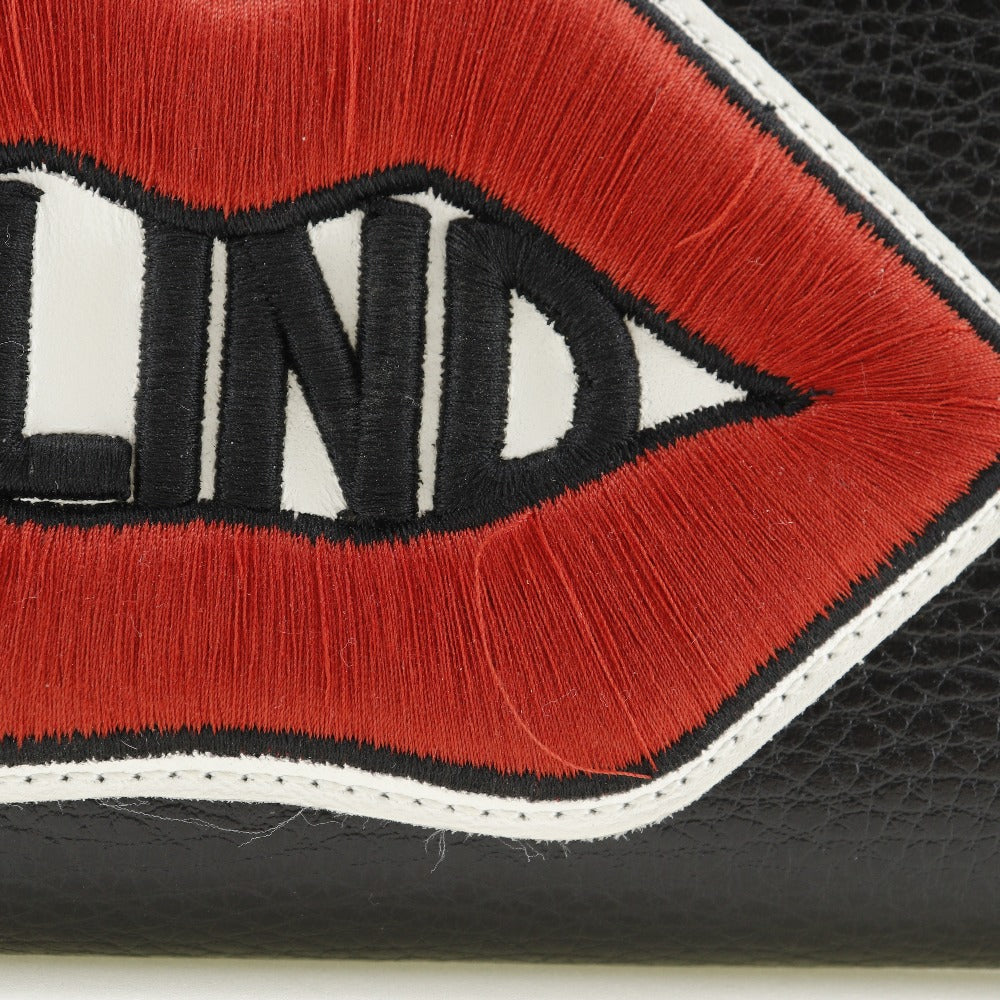 GUCCI Long Wallet Purse 474584 leather black Embroidery Zip Around