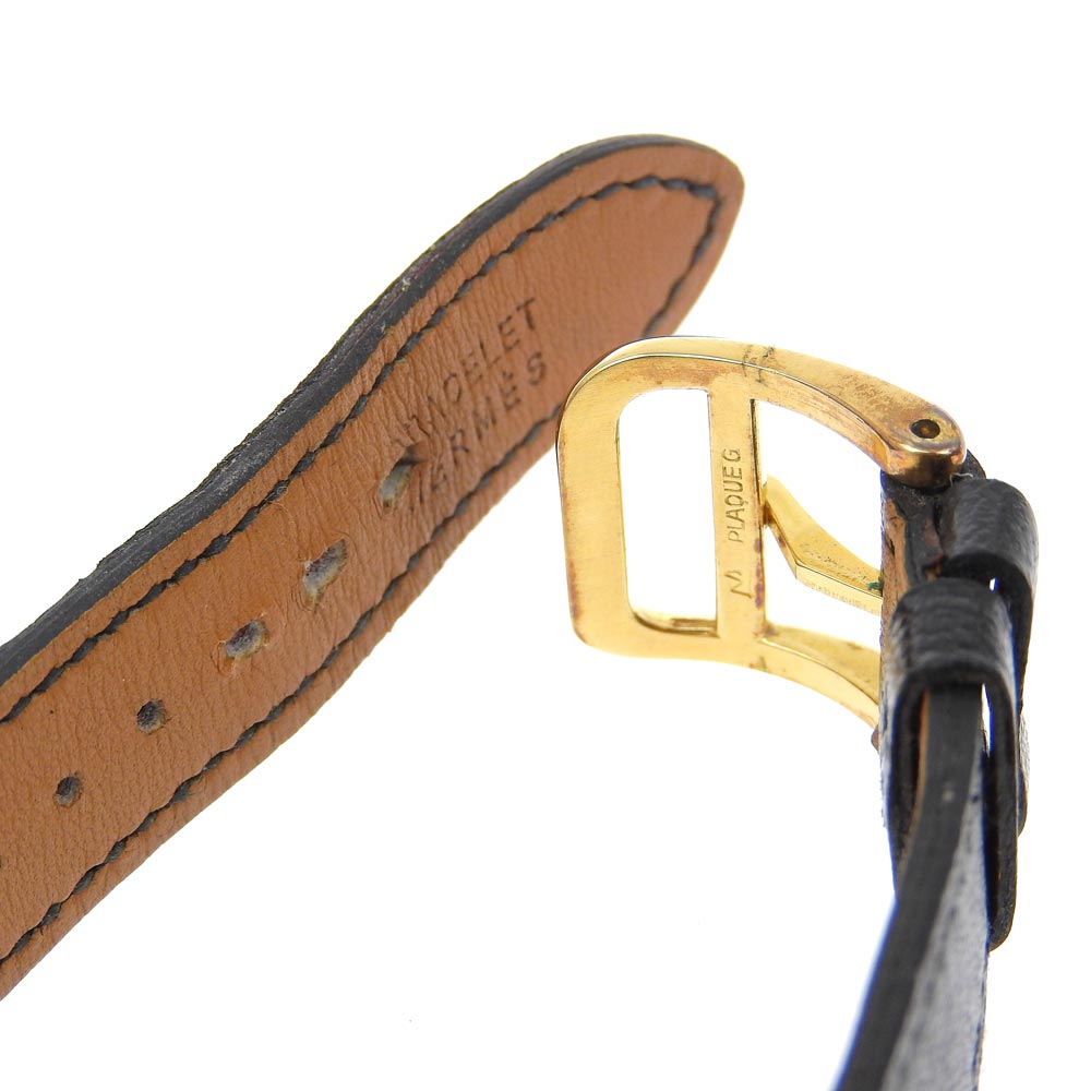 HERMES Watches Quartz Stainless Steel, Plated Gold, Leather gold Pullman White dial mens Used
