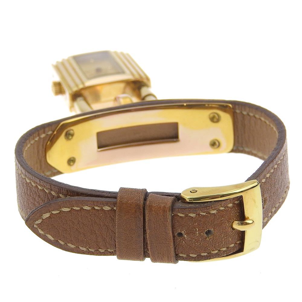 HERMES Watches Quartz Plated Gold , Leather gold vintage Kelly watch gold dial Women Used