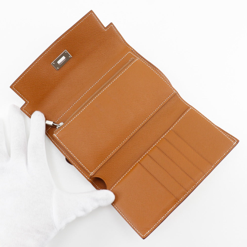HERMES Long Wallet Purse Epsom Brown Kelly wallet medium