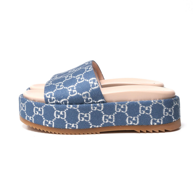 GUCCI Sandals 623212 GG canvas Light blue / Silver 37
