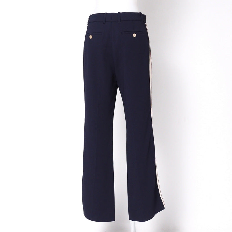 GUCCI Pants 524709 97% rayon, 3% polyurethane Navy/White x Bordeaux 42