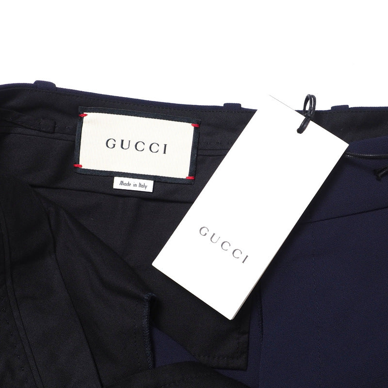 GUCCI Pants 524709 97% rayon, 3% polyurethane Navy/White x Bordeaux 42